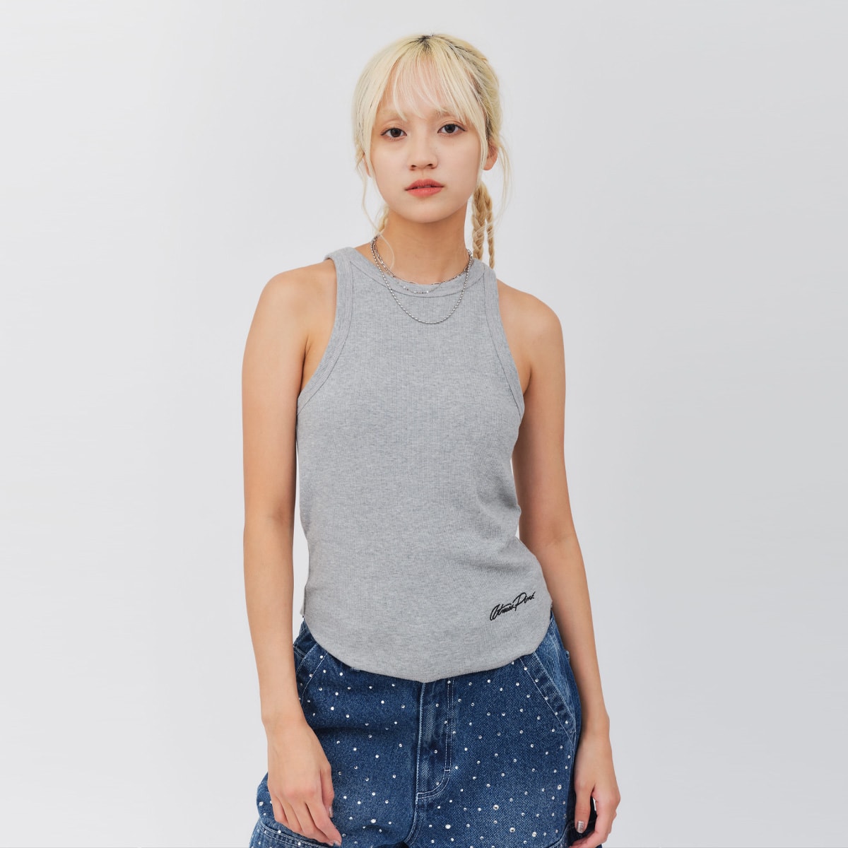 atmos pink Logo Embroidery Tank Top GRAYの画像
