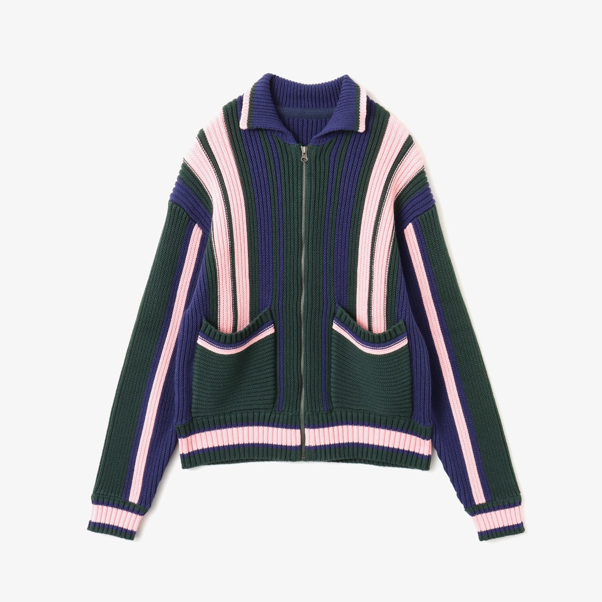 atmos pink Stripe Knit Cardigan NAVYの画像