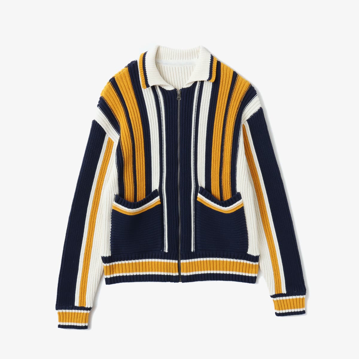 atmos pink Stripe Knit Cardigan YELLOWの画像