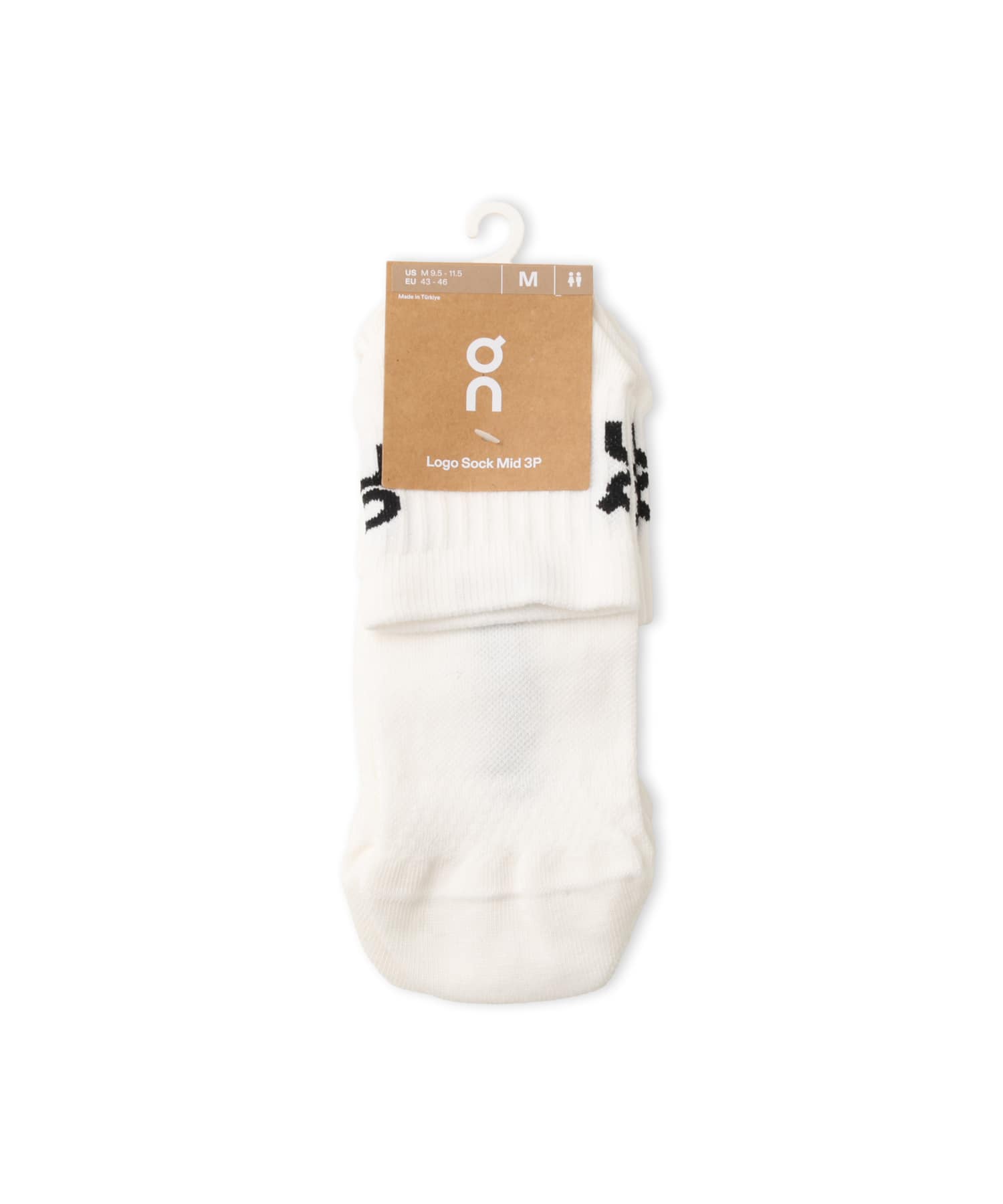 On Logo Sock Mid 3P WHITEの画像