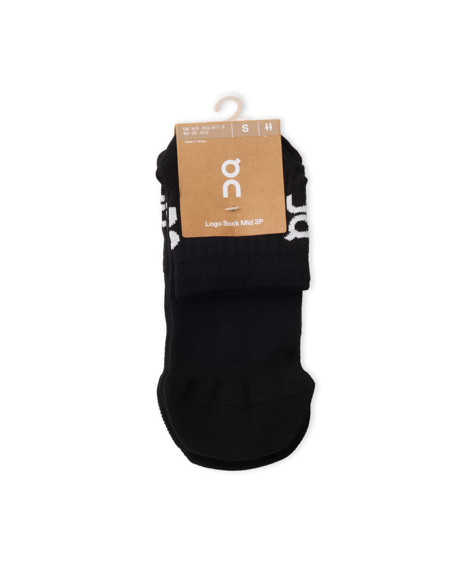 On Logo Sock Mid 3P BLACKの画像