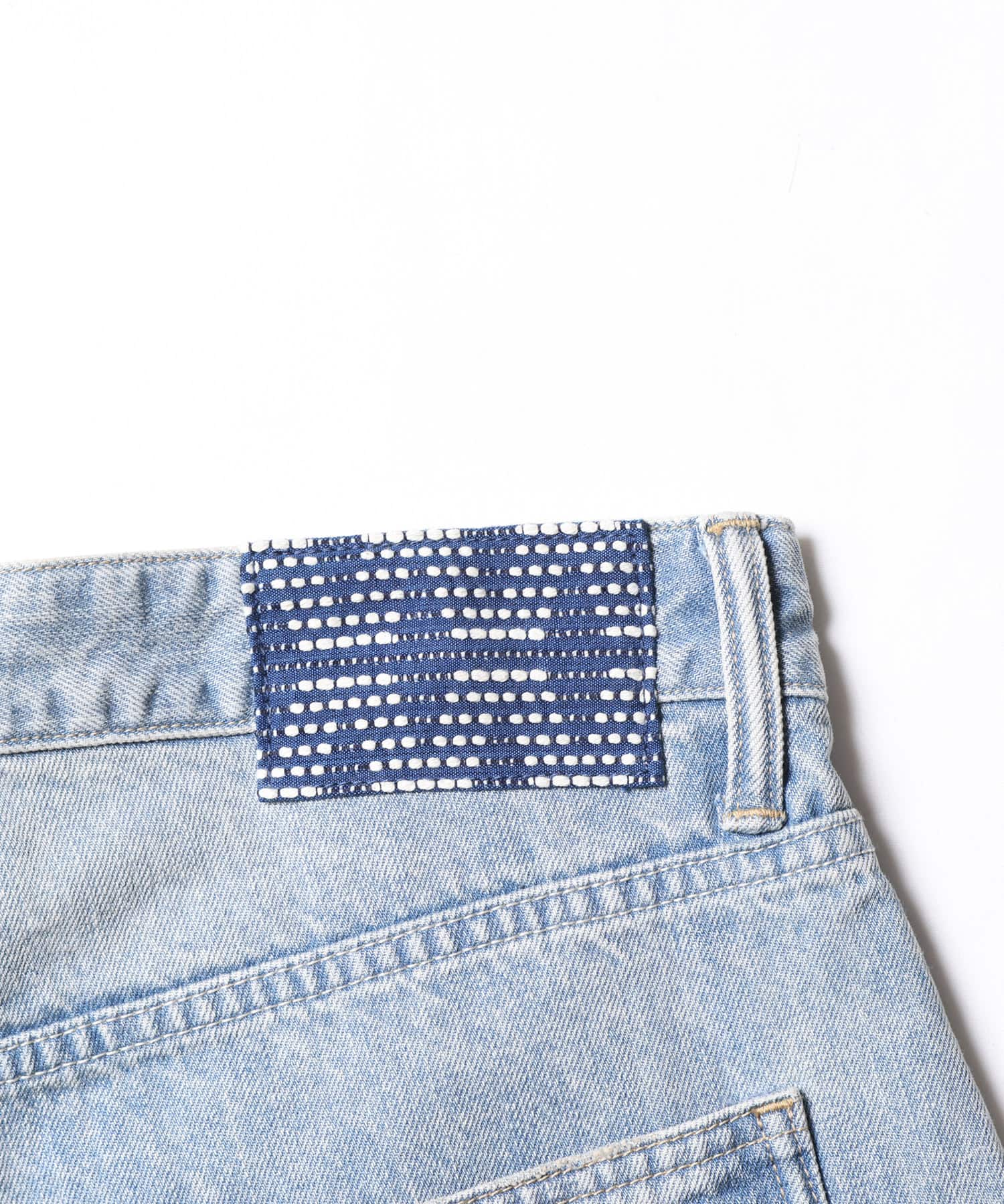 LIBERAIDERS DAMAGED DENIM BUGGY SHORTS BLUEの画像