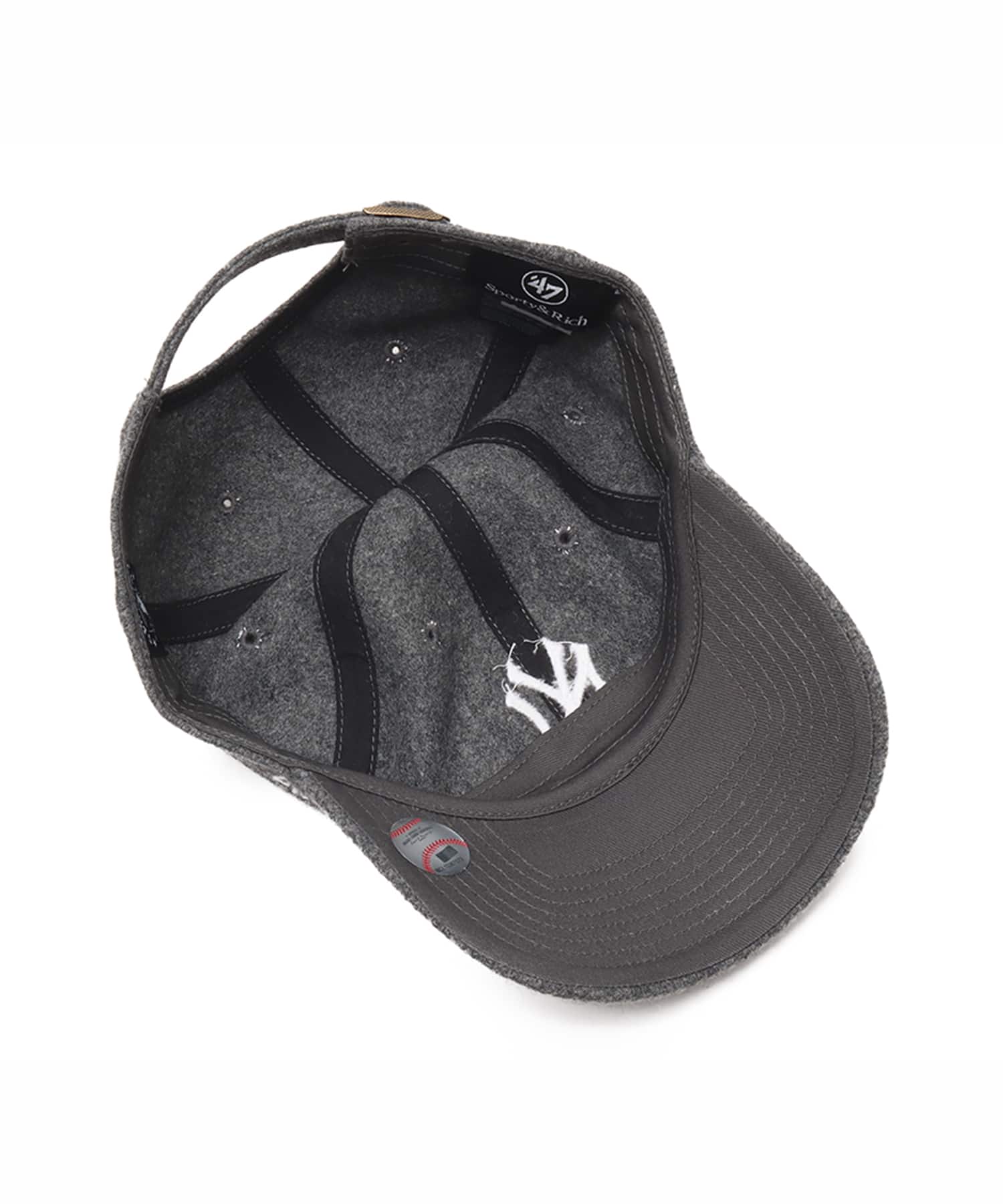 SPORTY＆RICH Yankees Serif Wool Hat Dark Greyの画像