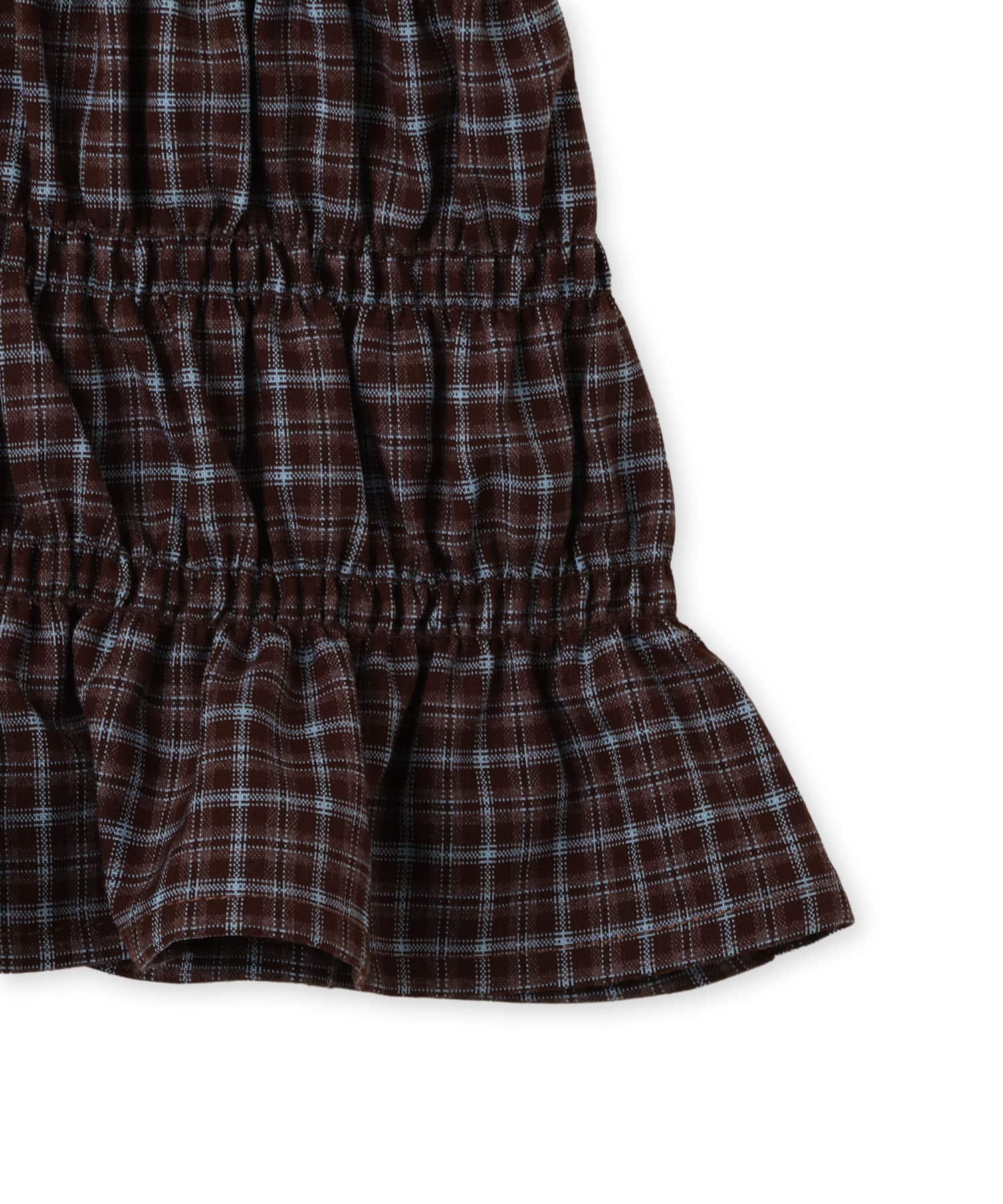 atmos pink Plaid Shirring Shirt BROWNの画像