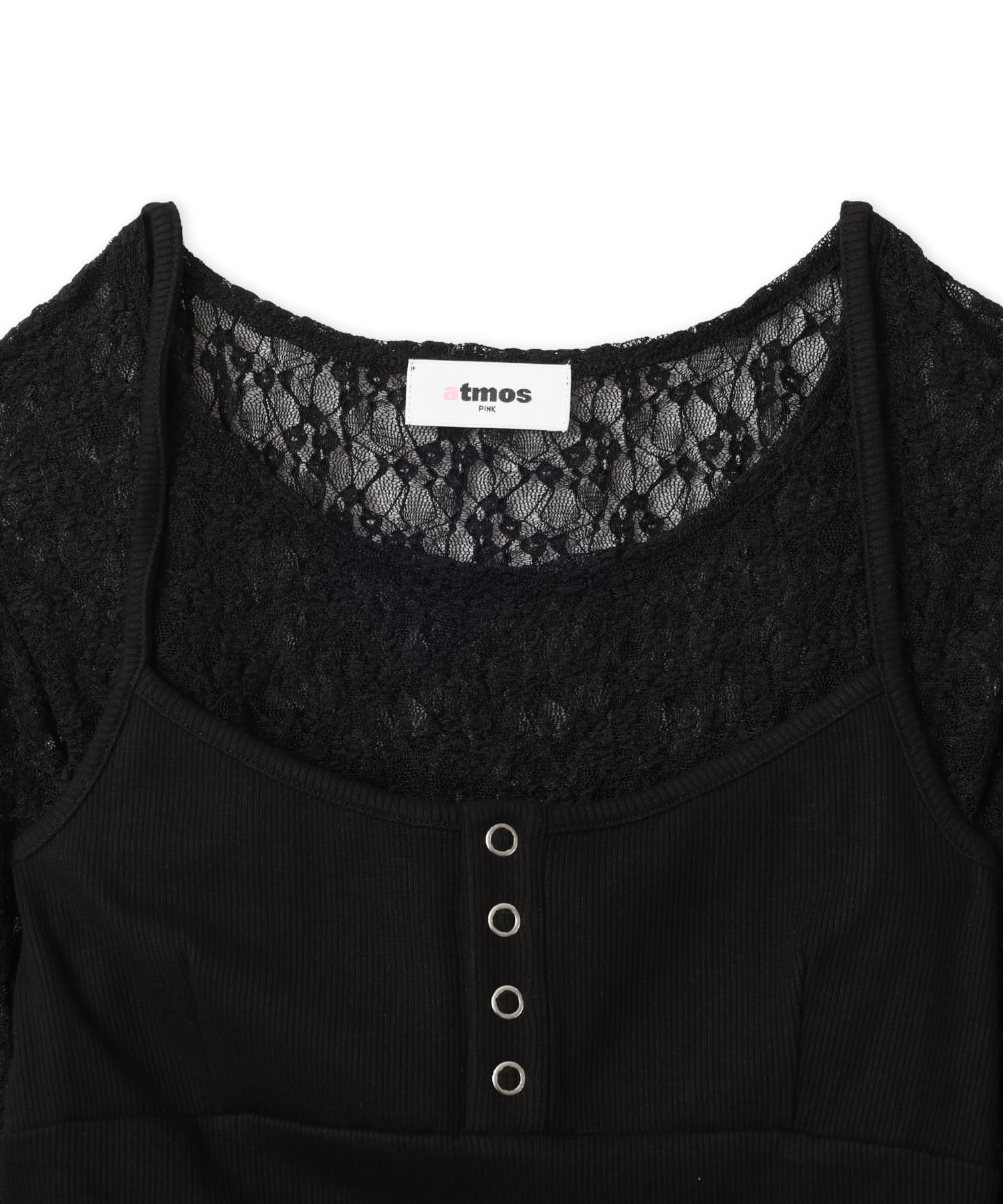 atmos pink Lace LS Top & Camisole Set BLACKの画像