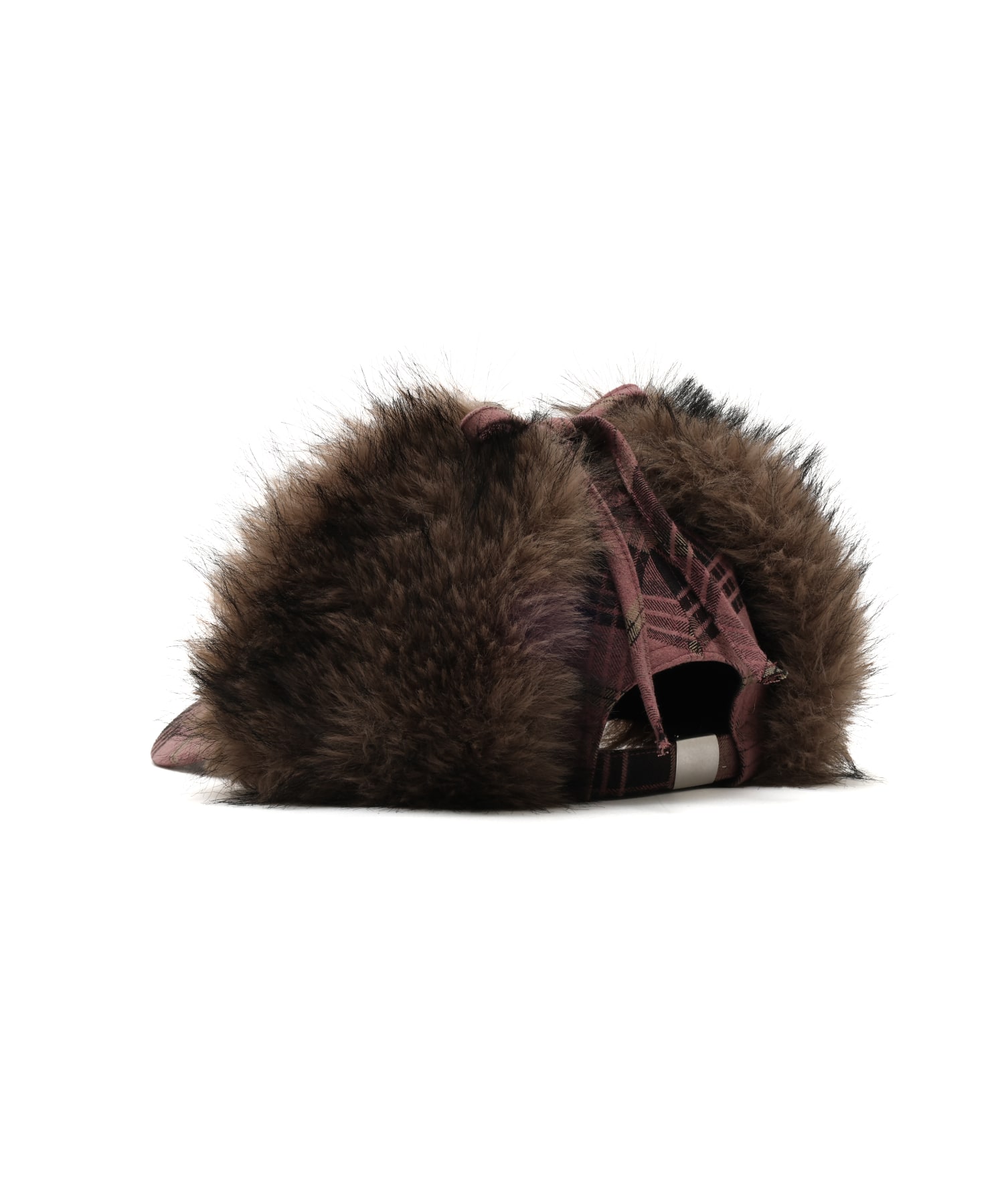 atmos pink Check Pattern Faux Fur Cap PINKの画像