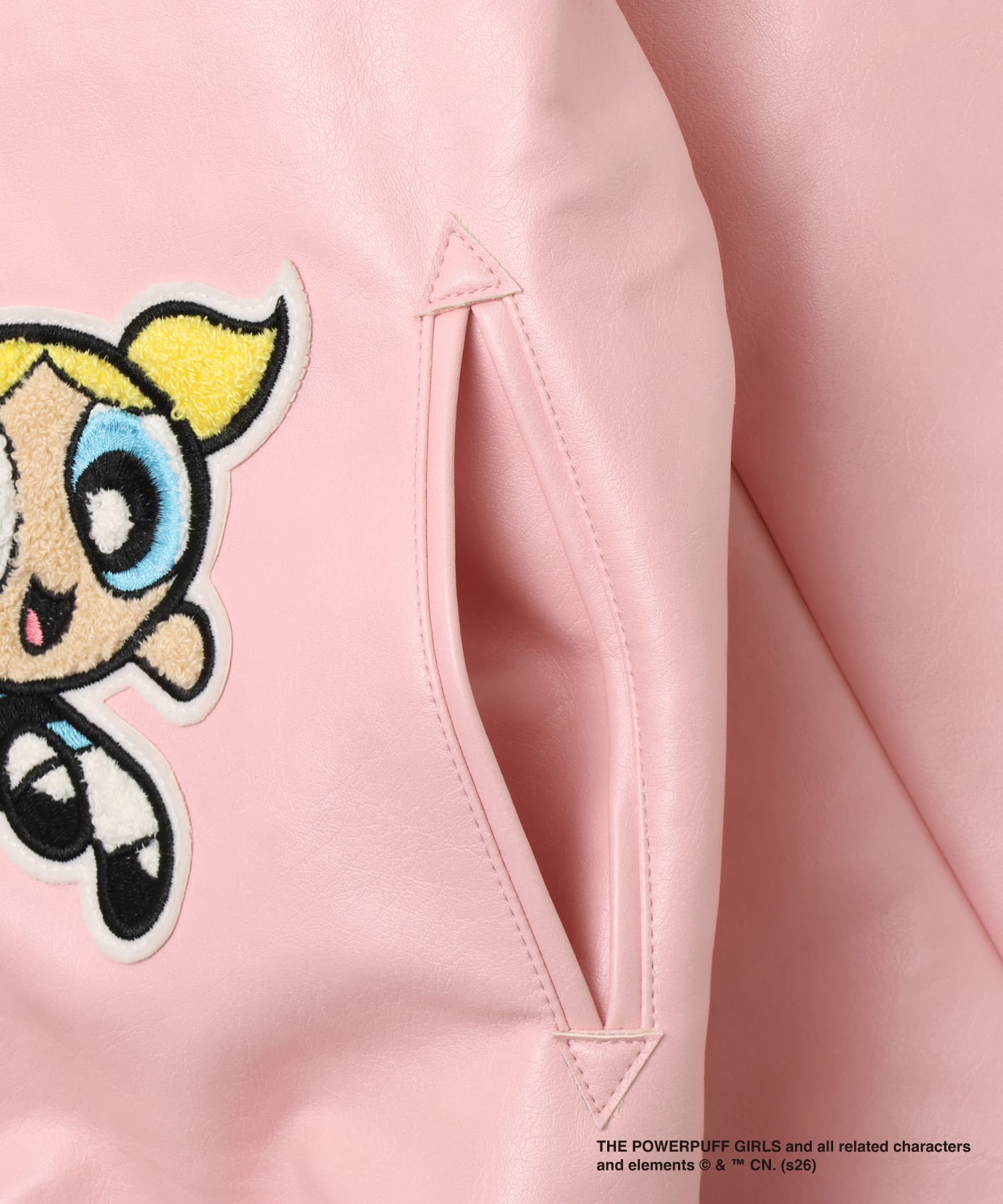 The Powerpuff Girls x atmos pink Faux Leather Jacket PINKの画像