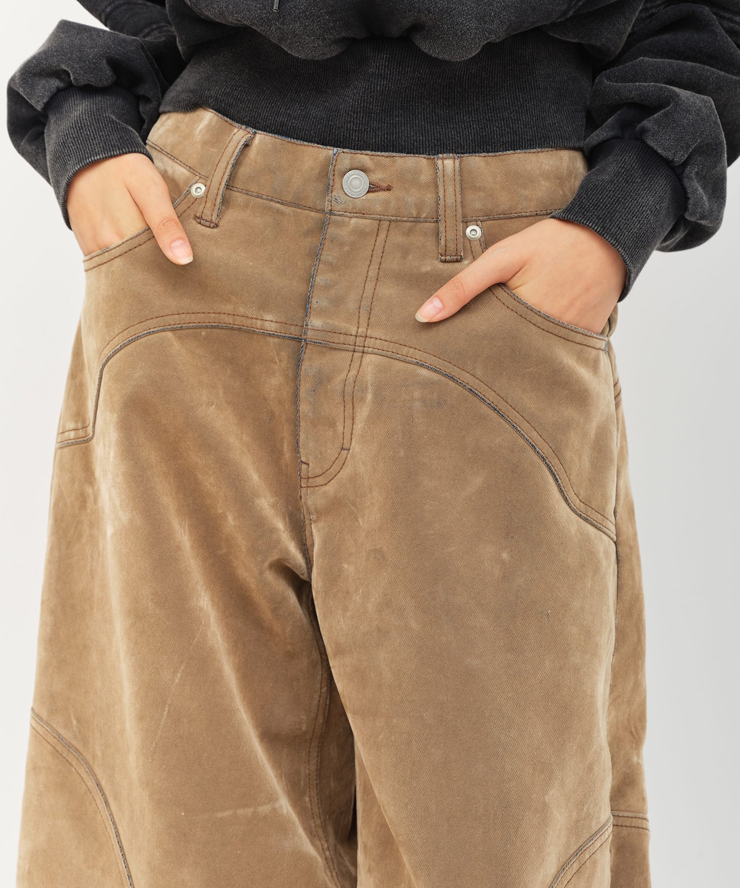atmos pink Flocky Denim Pants BEIGEの画像