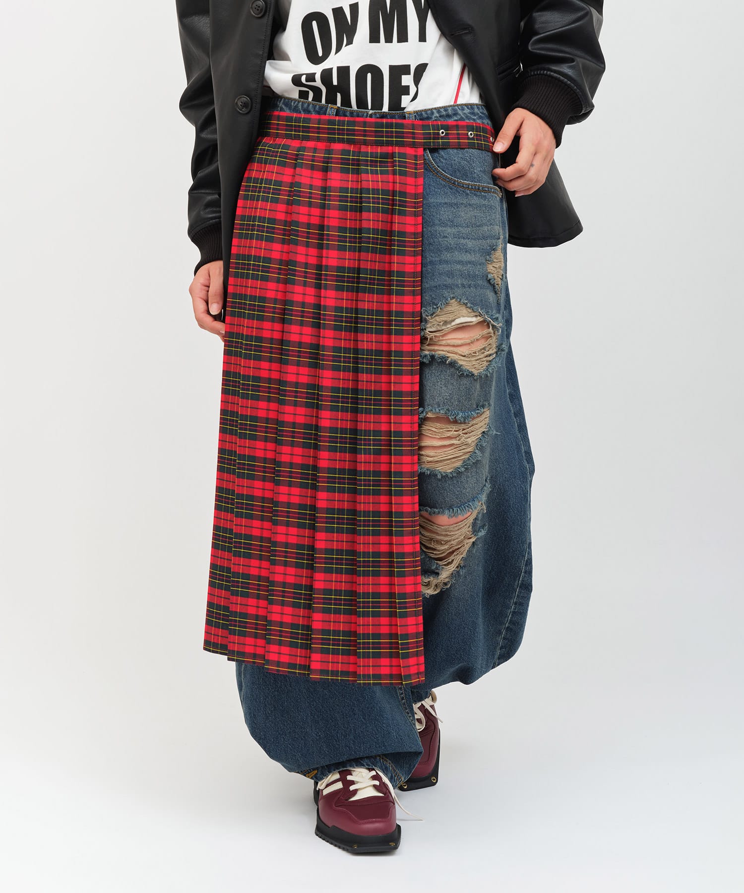 atmos pink Plaid Wrap Skirt REDの画像