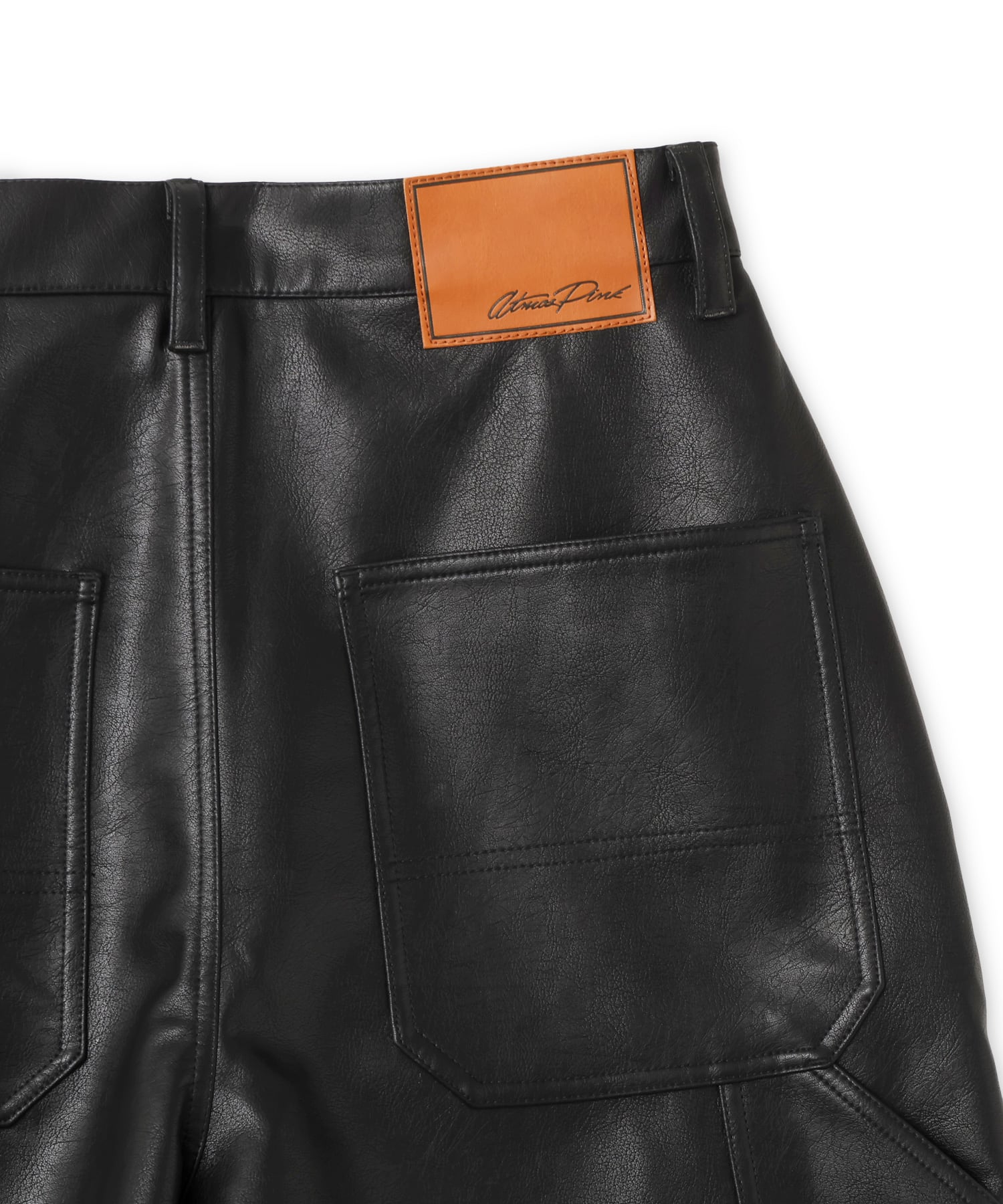 atmos pink Synthetic Leather Half Pants BLACKの画像