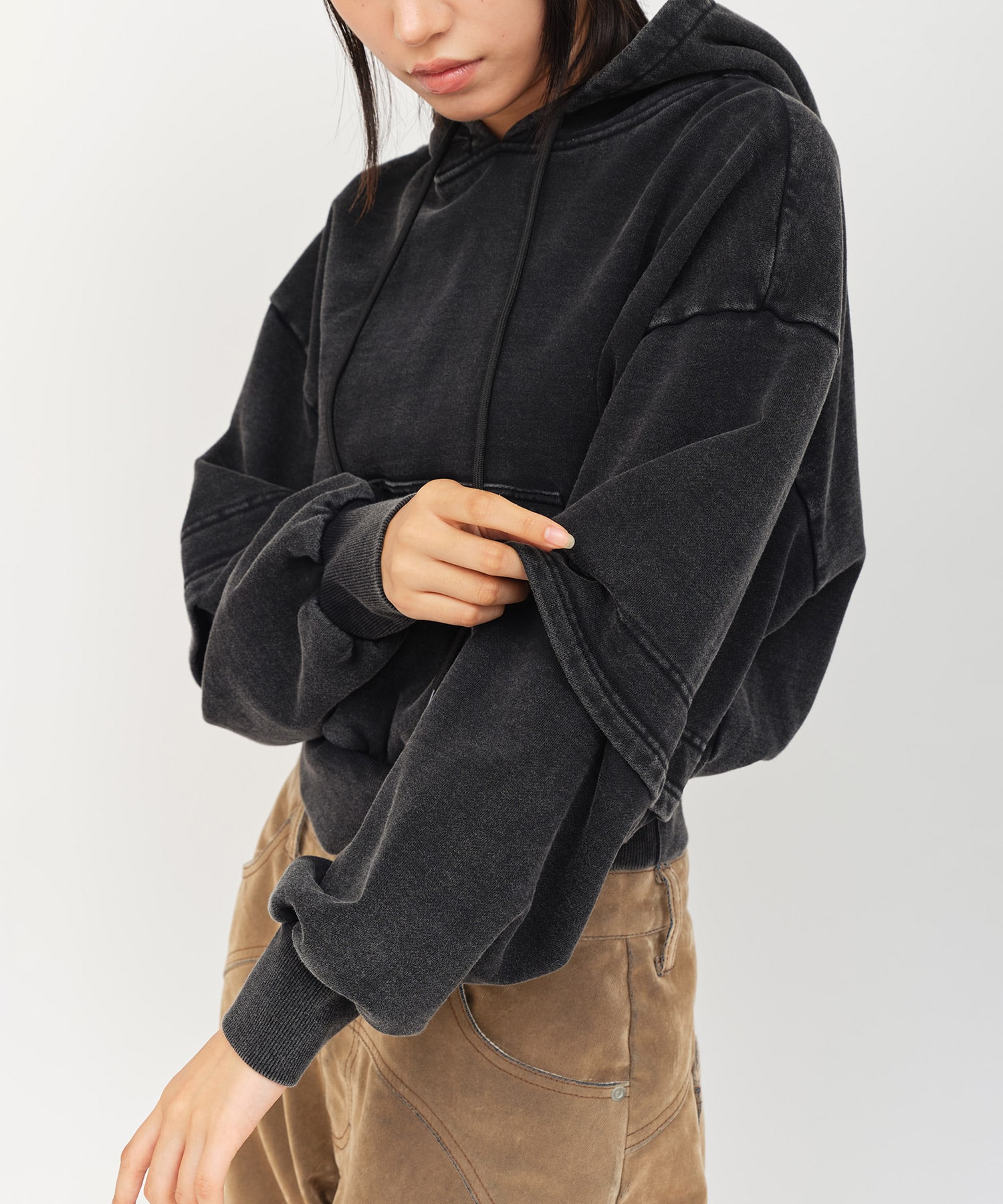 atmos pink Layered Sweat Hoodie BLACKの画像