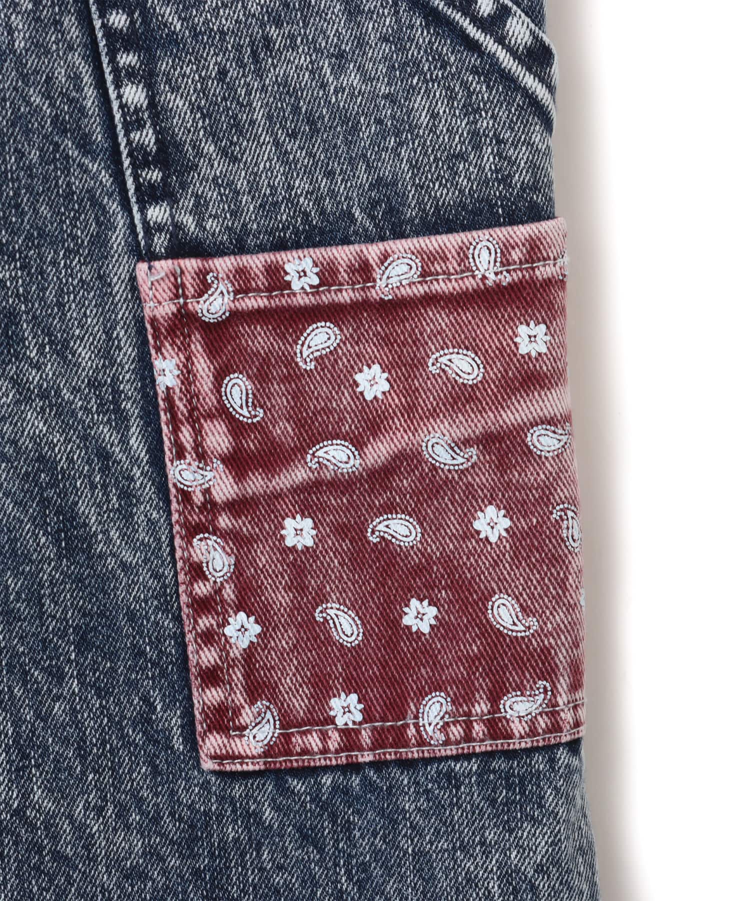 atmos pink Panelled Bandana Denim Pants BLUEの画像