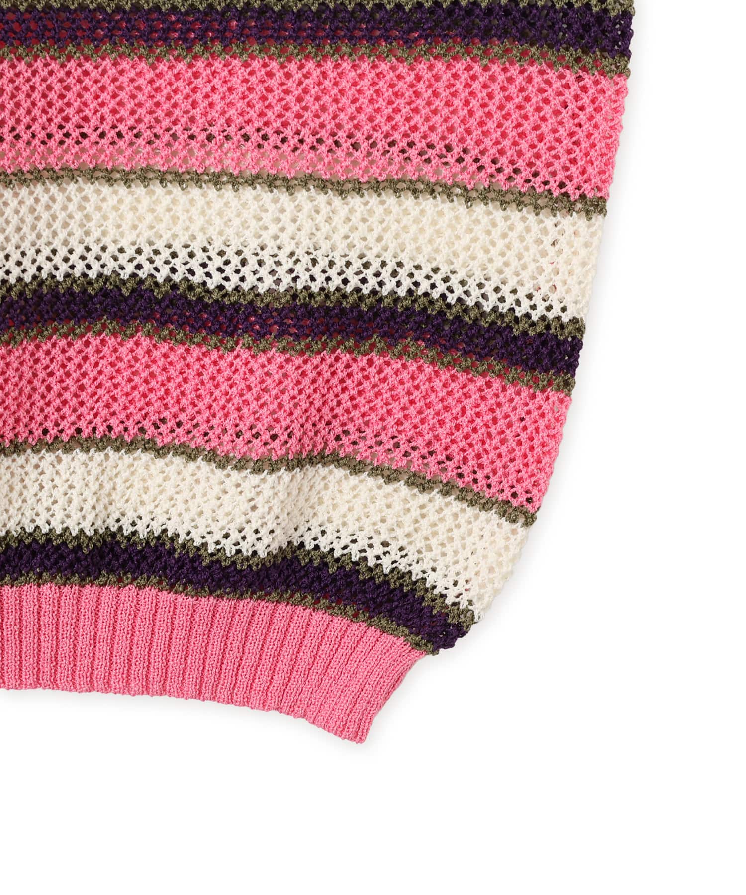atmos pink Border Mesh Knit Tops PINKの画像