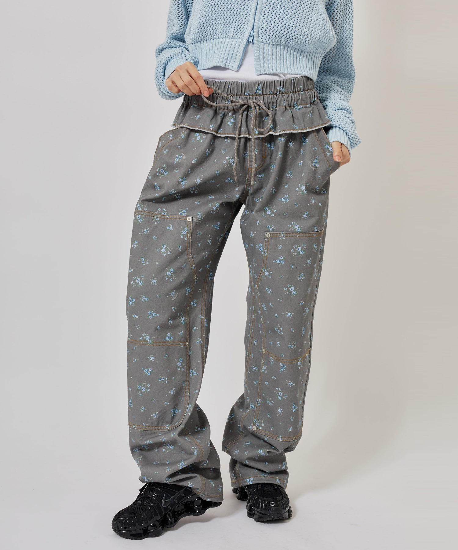 atmos pink Floral Double Knee Frill Pants BLACKの画像