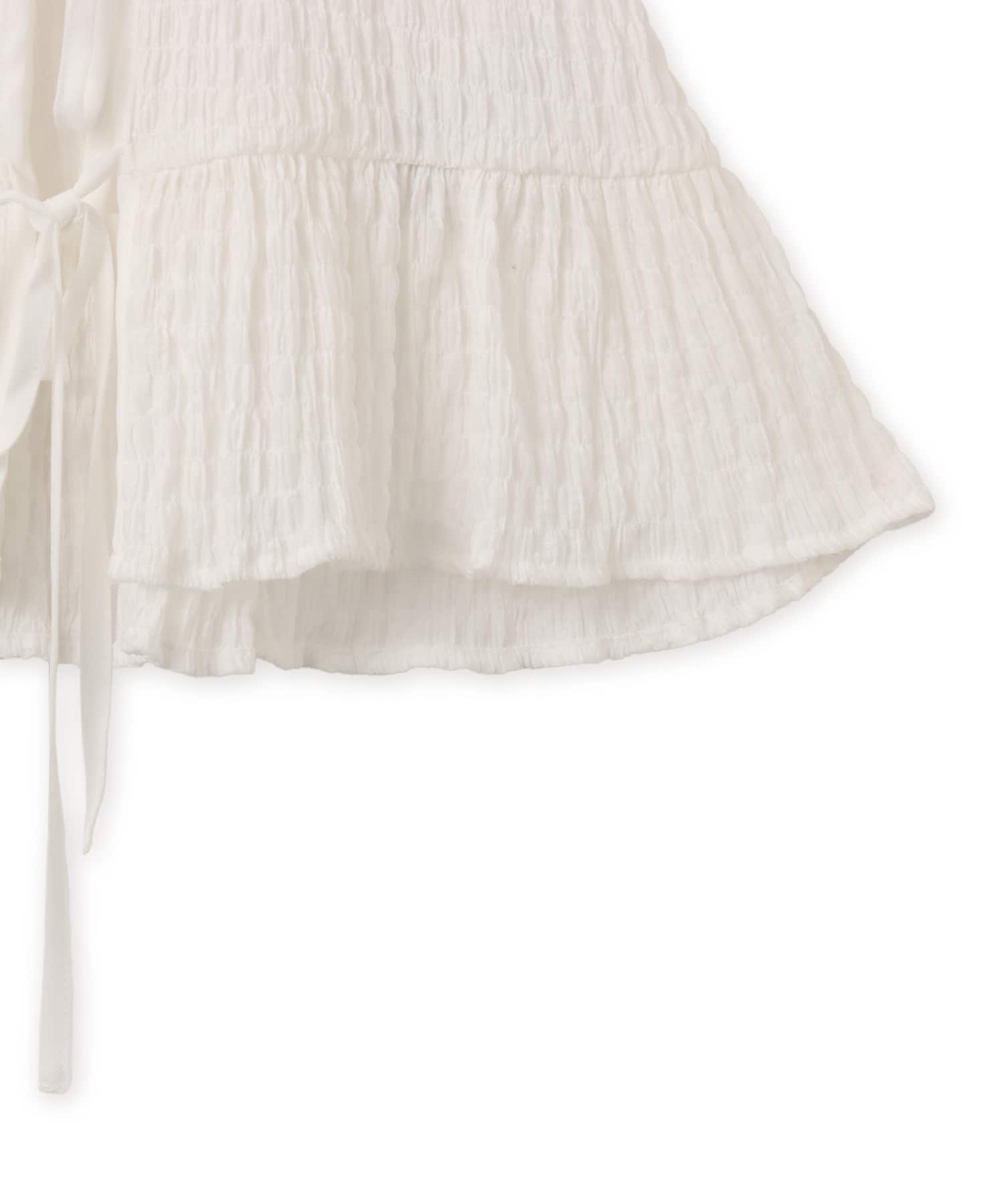 atmos pink Shirring Blouse WHITEの画像