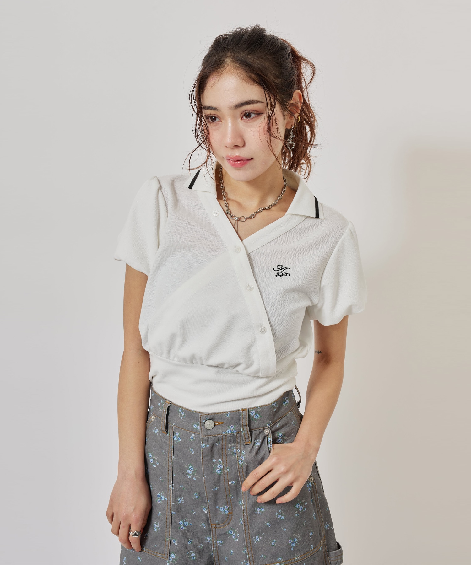 atmos pink Cashe-Coeur Polo Shirt WHITEの画像