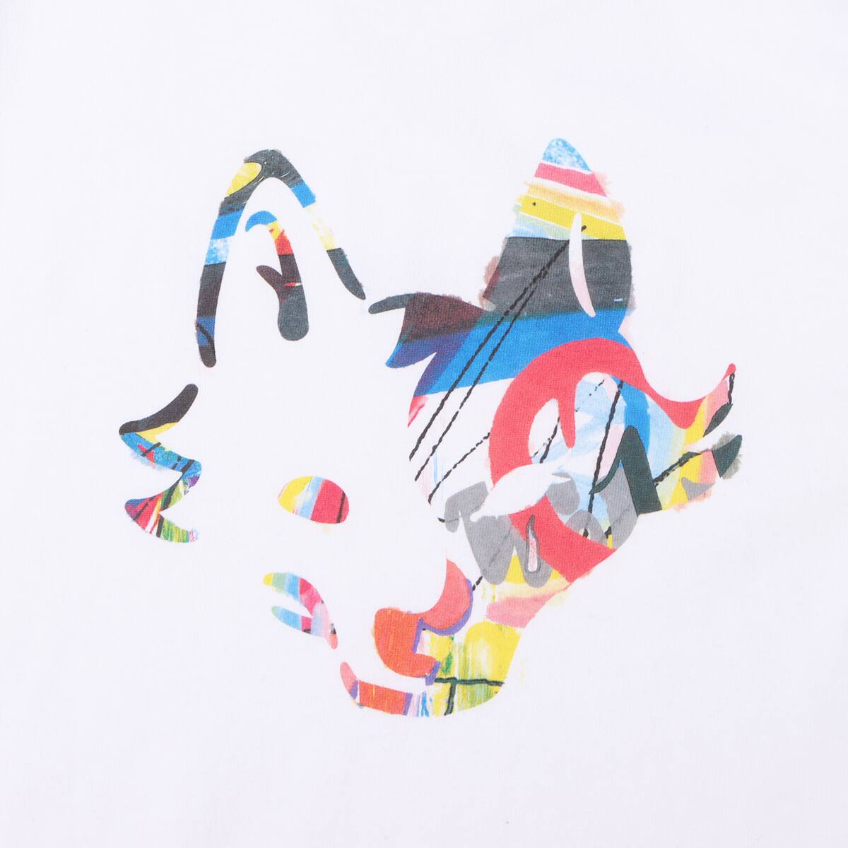 atmos pink 虹とオオカミには騙されない オオカミフェイスＴシャツ WHITEの画像