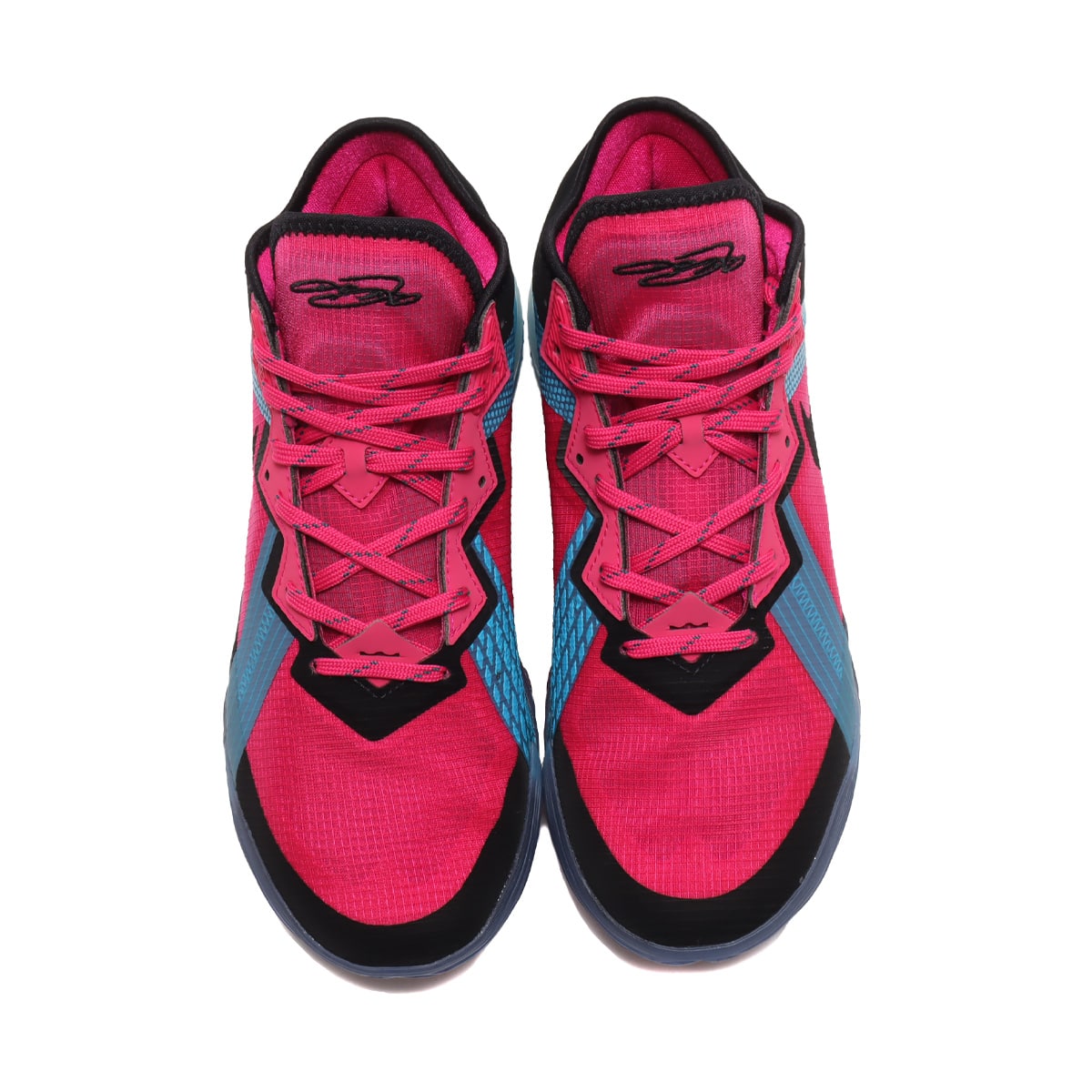NIKE LEBRON XVIII LOW FIREBERRY/BLACK-LT BLUE FURY 21SP-Iの画像