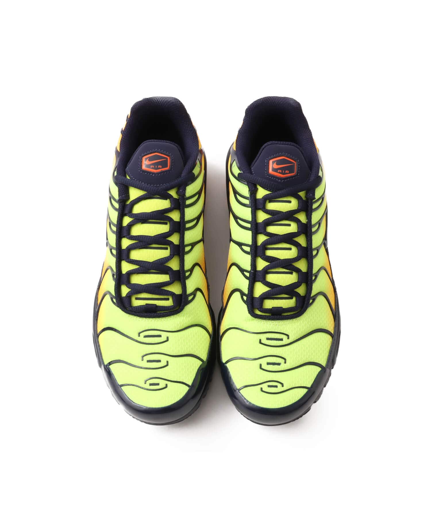 NIKE AIR MAX PLUS LEMON VENOM/BLACKENED BLUE-HYPER CRIMSONの画像