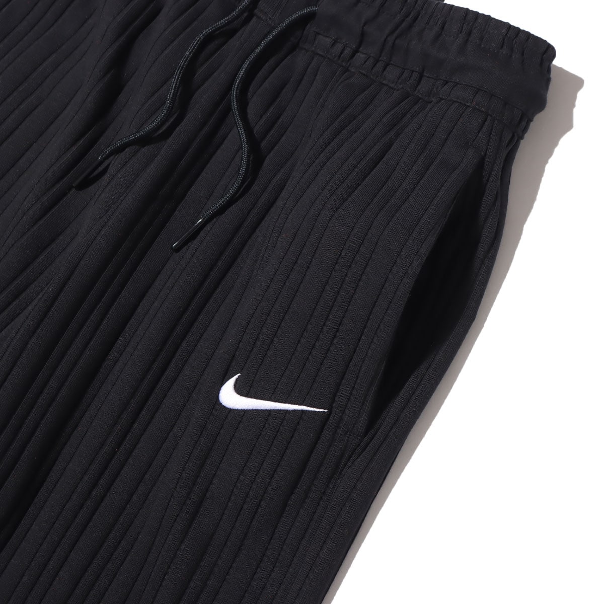 NIKE AS W NSW JRSY RIB WIDE LEG PNT BLACK/WHITE 22SP-Iの画像
