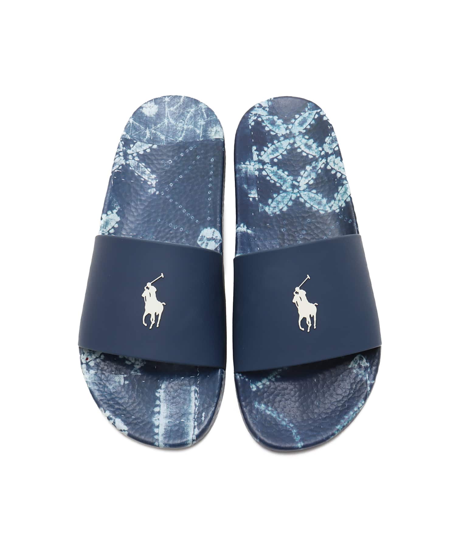 POLO RALPH LAUREN POLO SLIDE SANDAL INDIGO SHIBORI PATCHWORKの画像