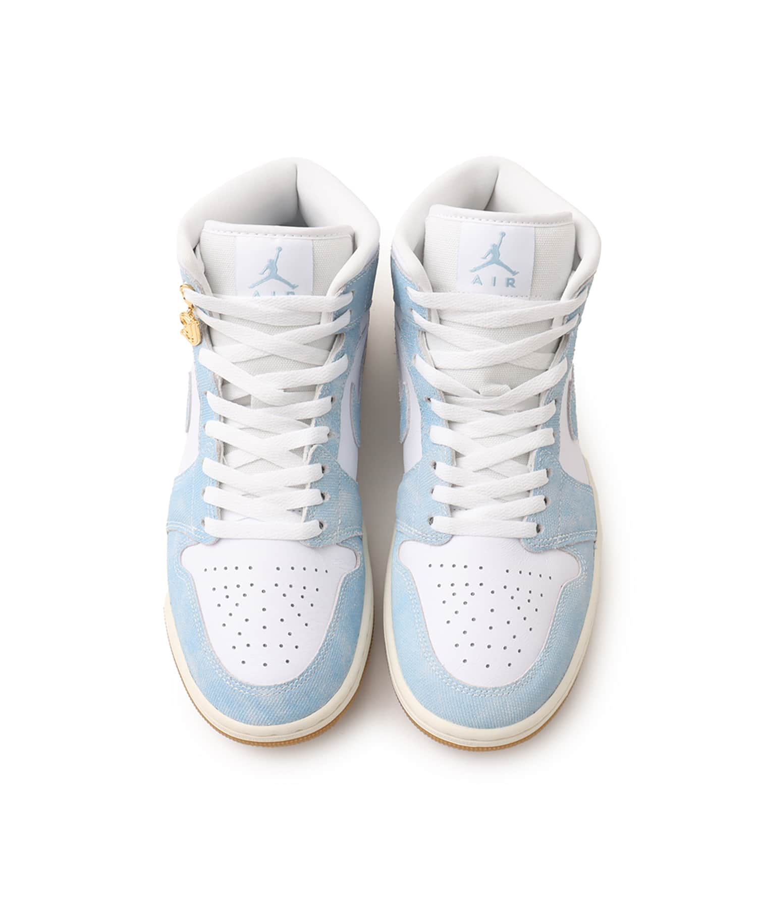 JORDAN BRAND WMNS AIR JORDAN 1 MID SE WHITE/WORN BLUE-SAIL-GUM LIGHT BROWNの画像