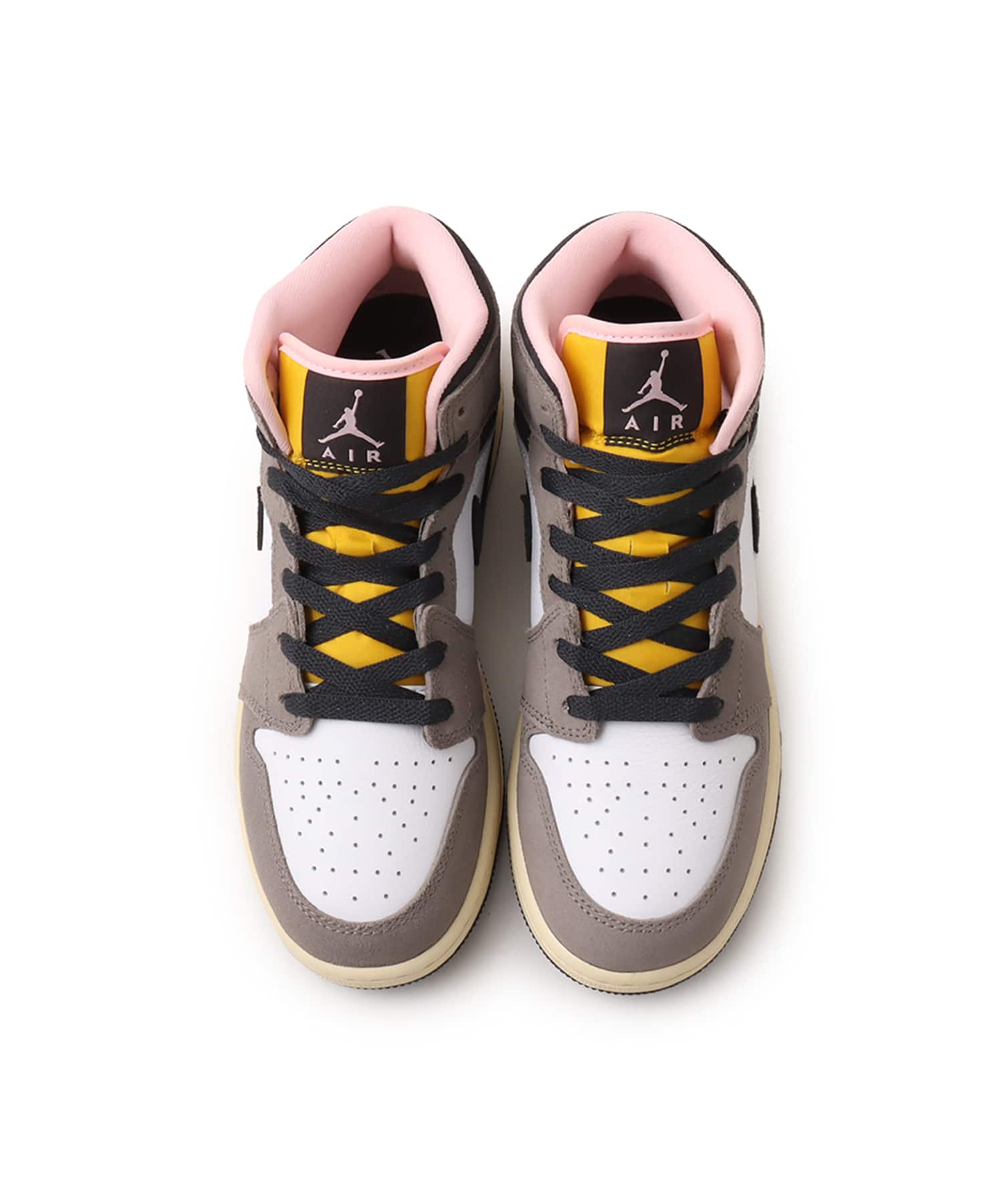 JORDAN BRAND AIR JORDAN 1 MID SE (GS) WHITE/OIL GREY-CAVE STONE-DARK SULFURの画像