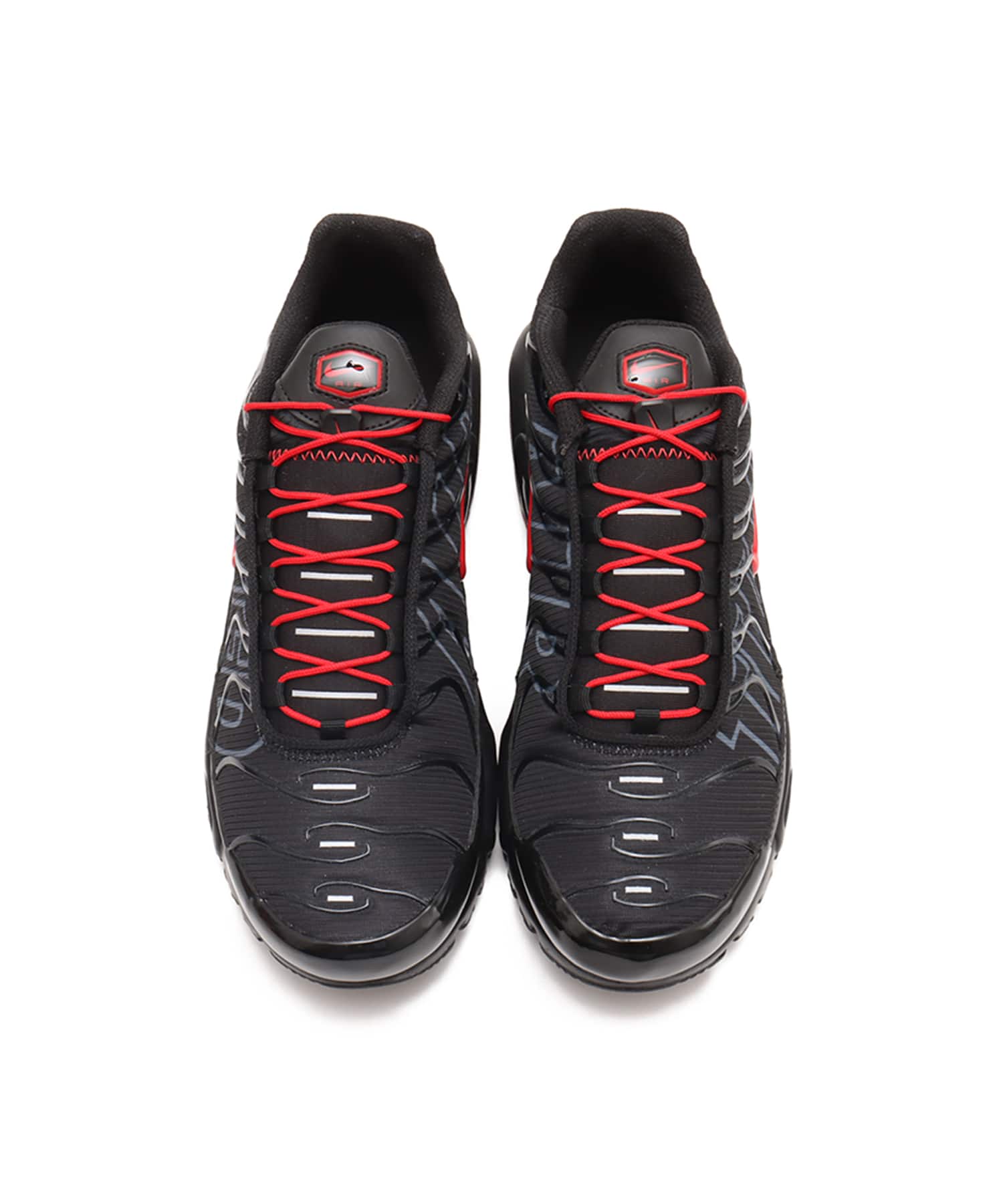 NIKE AIR MAX PLUS BLACK/UNIVERSITY RED-WOLF GREYの画像