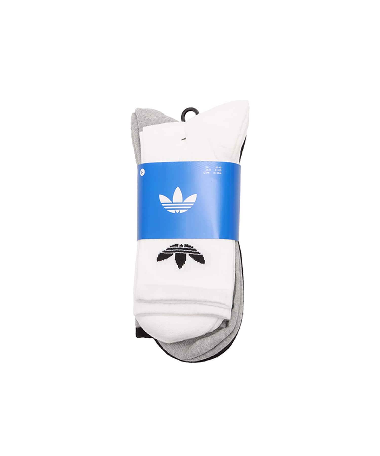 adidas TREFOIL CREW SOCK CUSHION 3 PAIR PACK ホワイト/ミディアムグレーヘザー/ブラックの画像