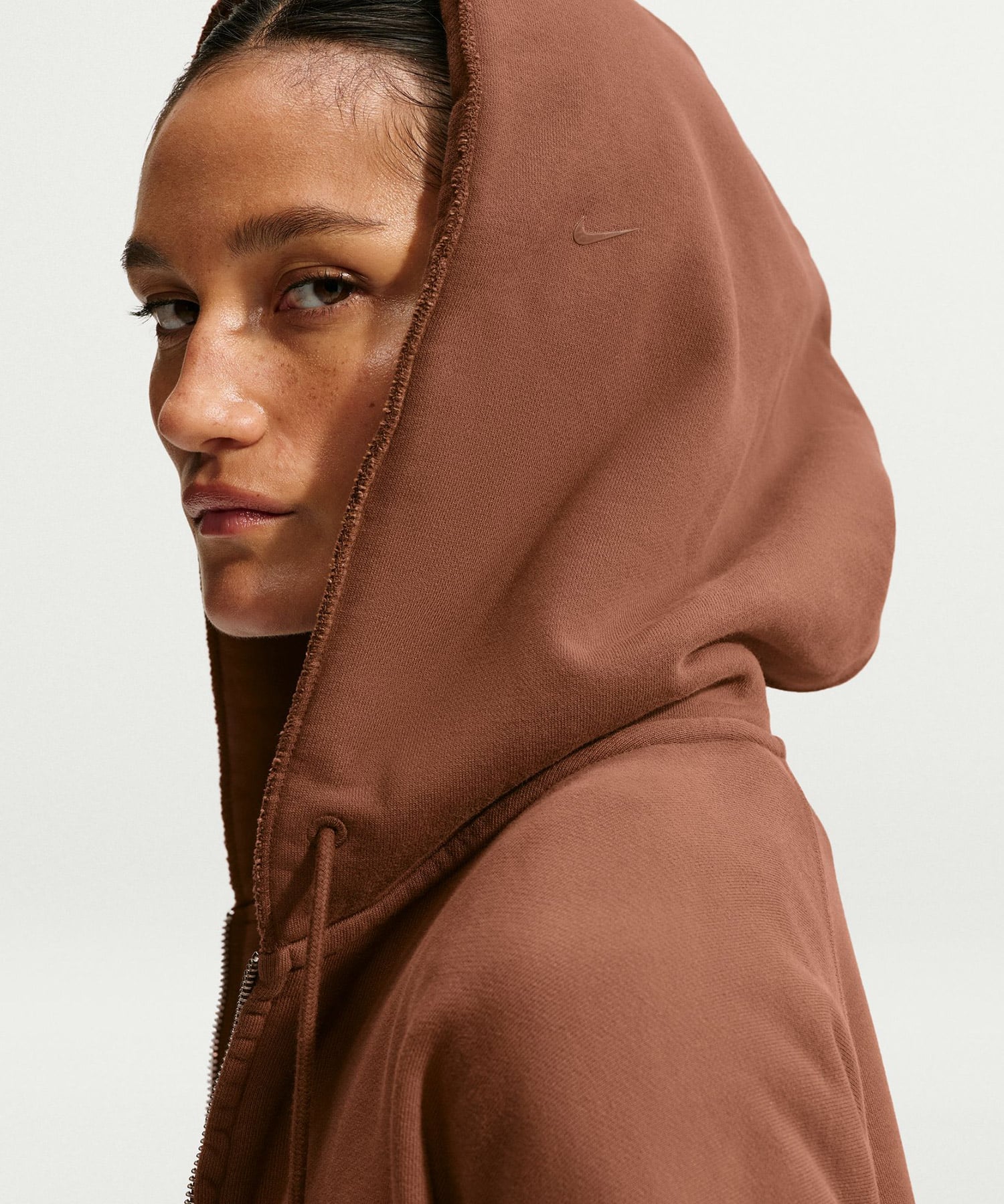 NIKE W NRG NK STUDIO FLEECE HOODIE CACAO WOWの画像