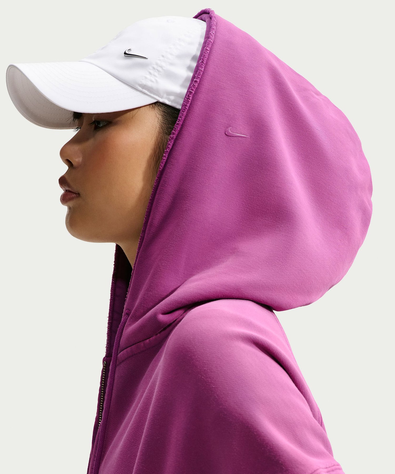 NIKE W NRG NK STUDIO FLEECE HOODIE BOLD BERRYの画像