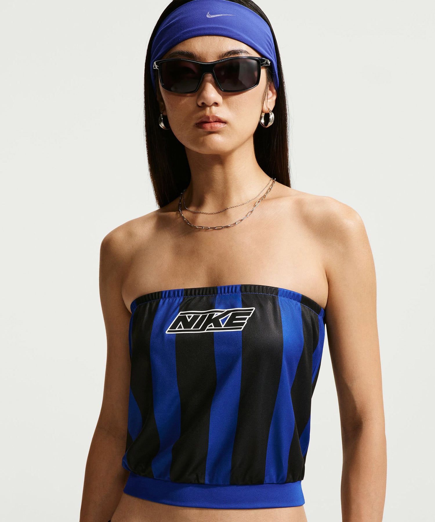 NIKE AS W NK STRIPED JERSEY TUBE TOP BLUEの画像