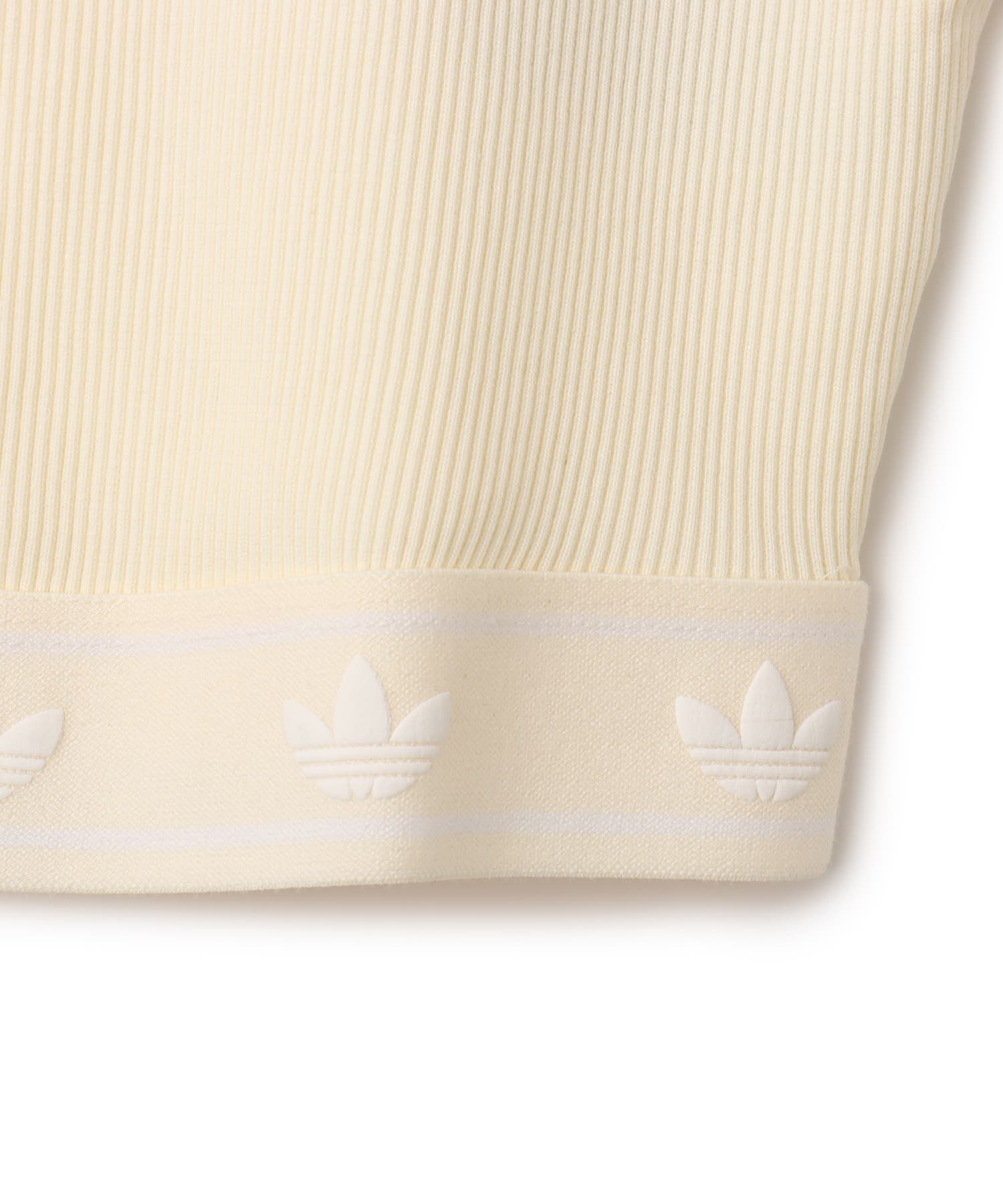 adidas RIB SHORT SLEEVE TOP クリームホワイトの画像