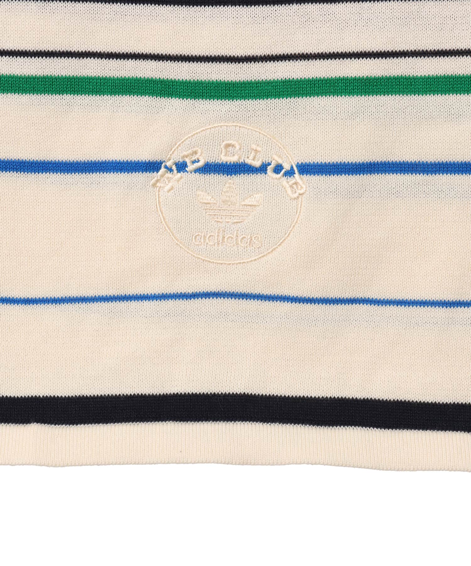 adidas WALES BONNER KNIT POLO SHIRT ワンダーホワイト/グリーン/ブルーバード/ナイトインディゴの画像