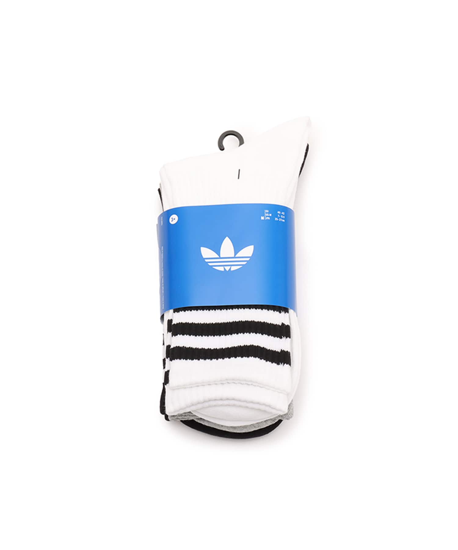 adidas 3-STRIPES CREW SOCKS 3 PAIRS ホワイト/ミディアムグレーヘザー/ブラックの画像