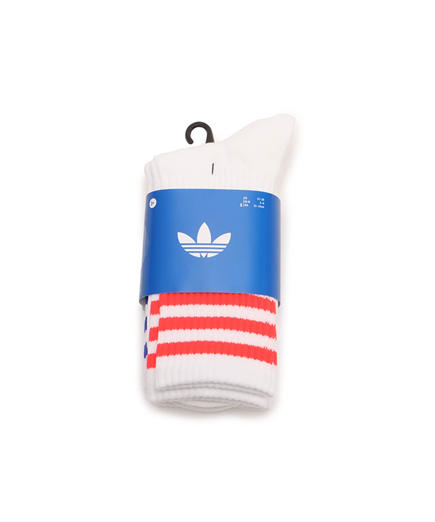 adidas 3-STRIPES CREW SOCKS 3 PAIRS ホワイト/ルシッドレッド/ルシッドブルーの画像