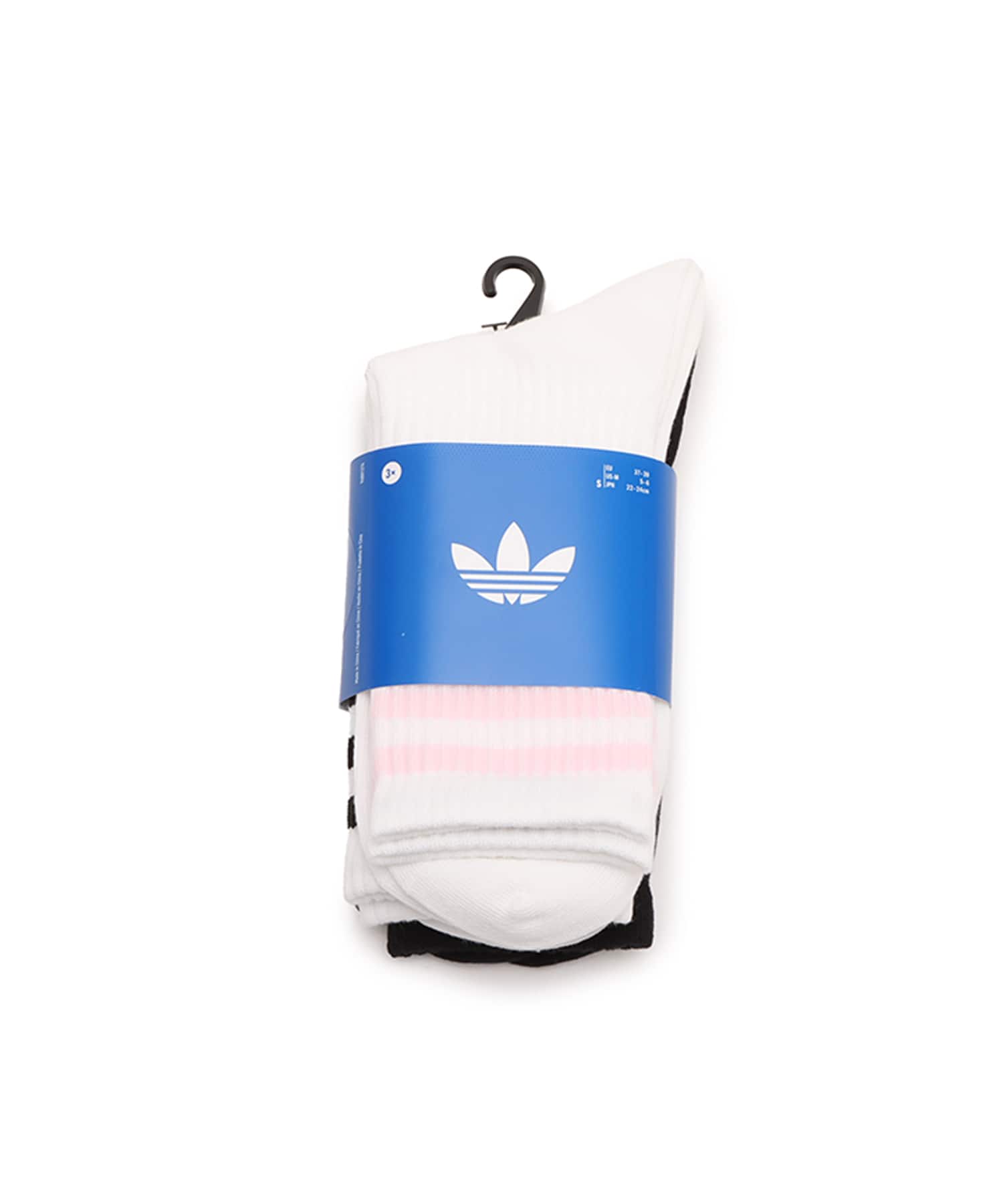adidas 3-STRIPES CREW SOCKS 3 PAIRS ホワイト/ブラック/クリアピンクの画像