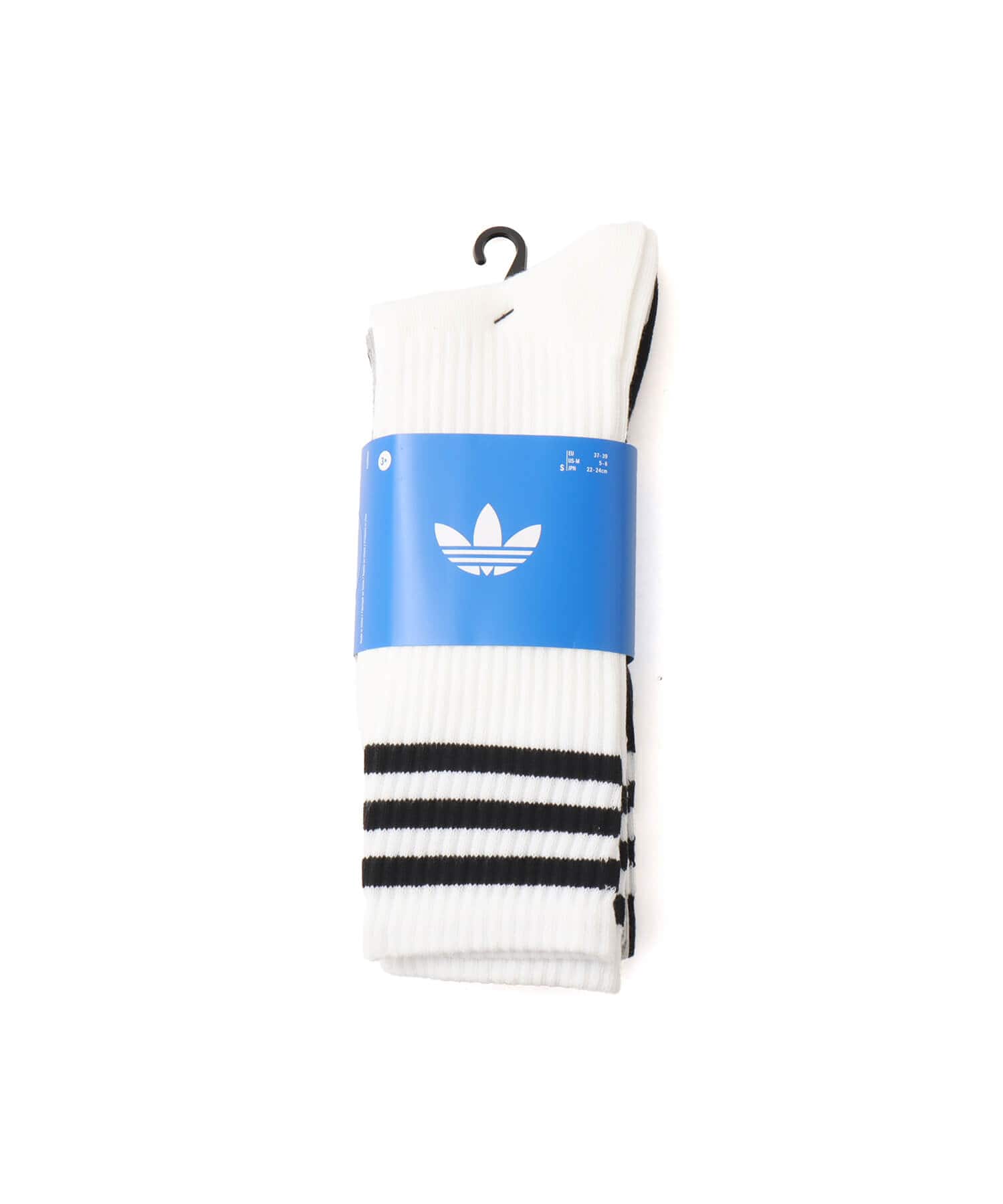 adidas 3 STRIPES HIGH CREW SOCKS 3 PAIRS ホワイト/ミディアムグレーヘザー/ブラックの画像