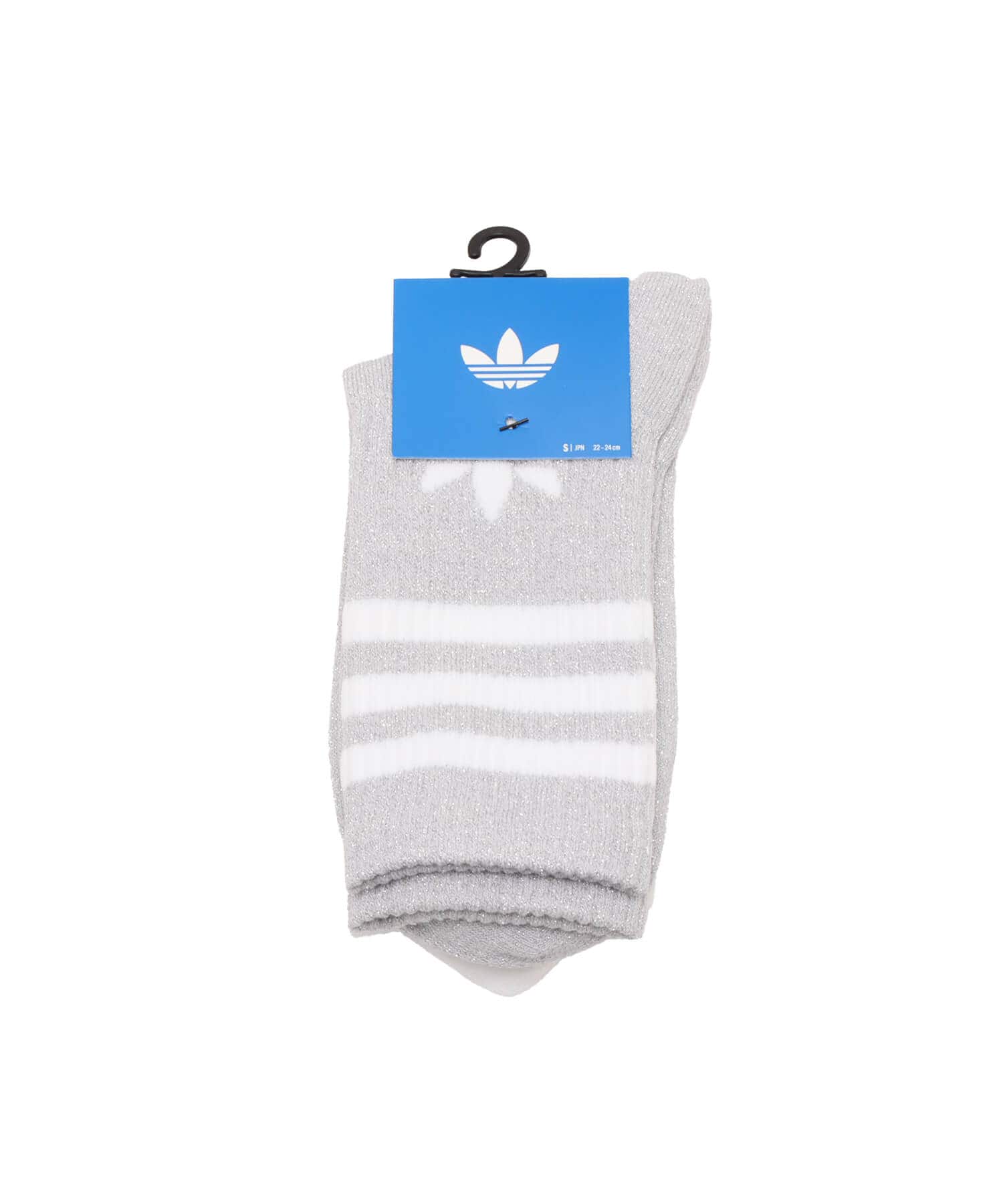 adidas 3 STRIPES GLITTER CREW SOCKS 2 PAIRS シルバーメタリック/ホワイトの画像