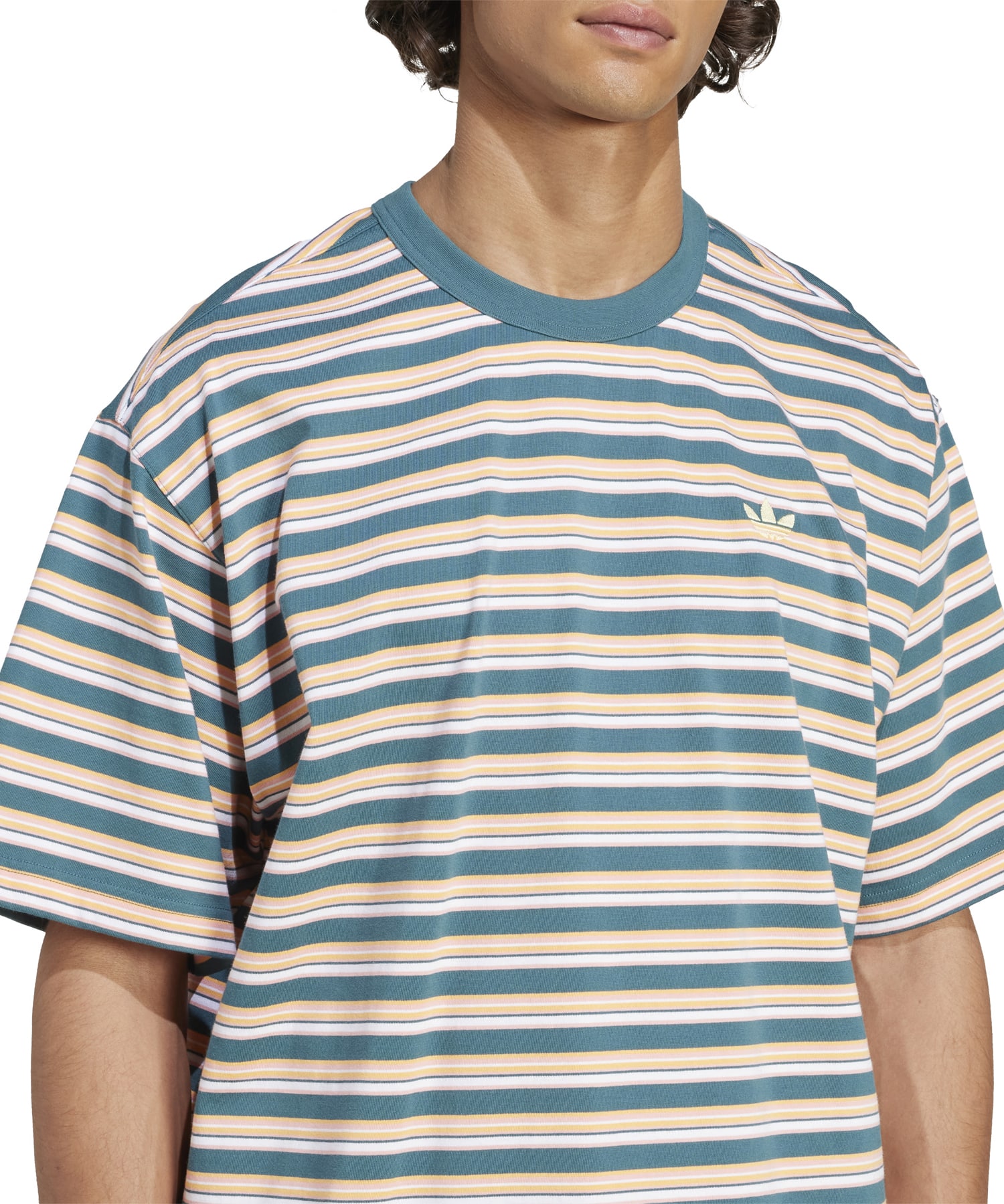 adidas STRIPE TEE マルチカラー/セミピンクスパーク/オールモストイエロー/ヘイジーオレンジの画像