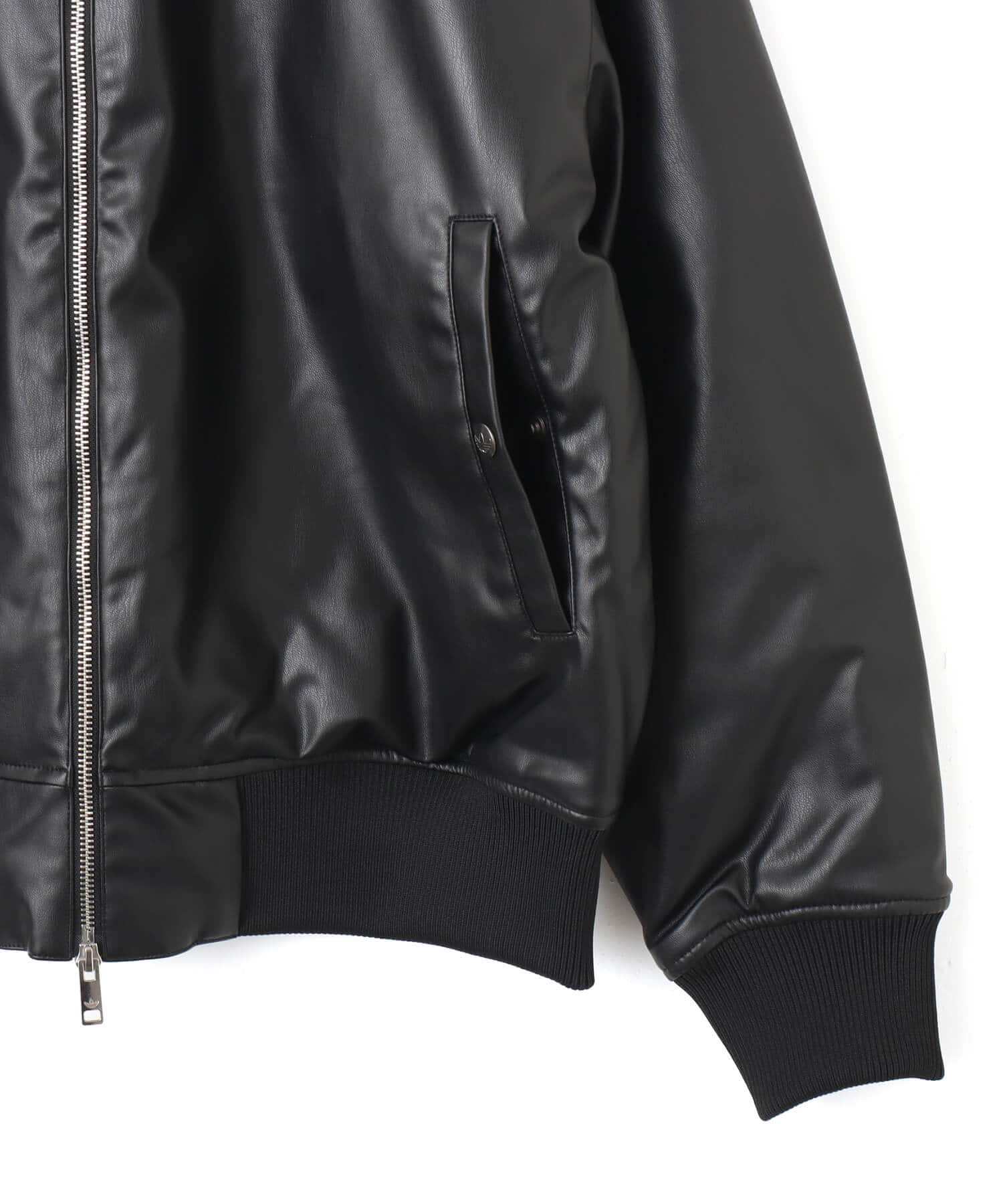 adidas PREMIUM ESSENTIALS PLEATHER BOMBER JACKET ブラックの画像