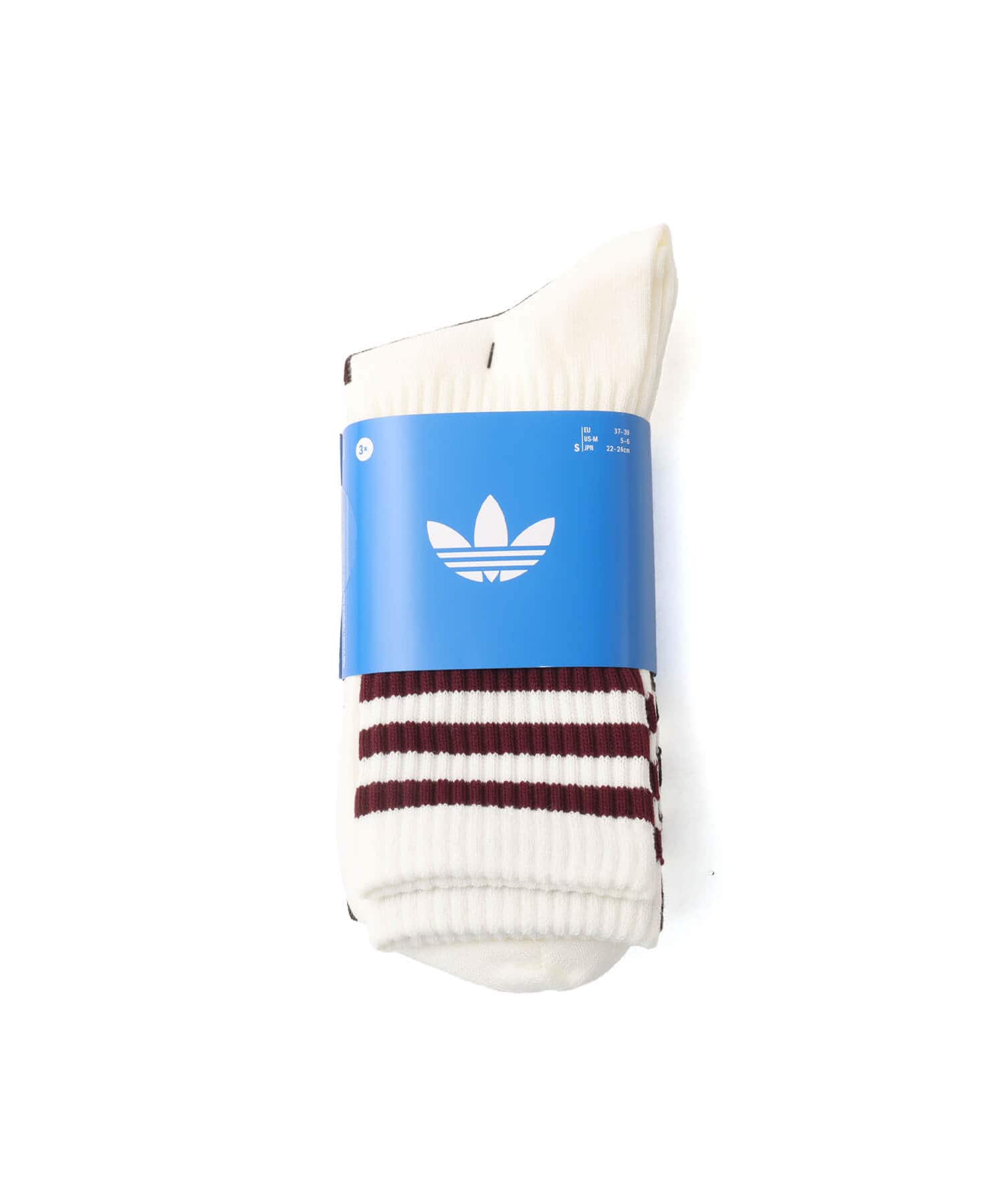 adidas 3 STRIPES CREW SOCKS 3 PAIRS オフホワイト/オーロラコーヒー/オフホワイトの画像