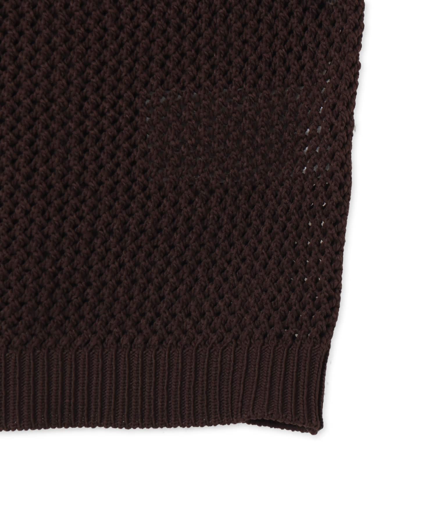 adidas KNITTED CROCHET POLO オーロラコーヒーの画像