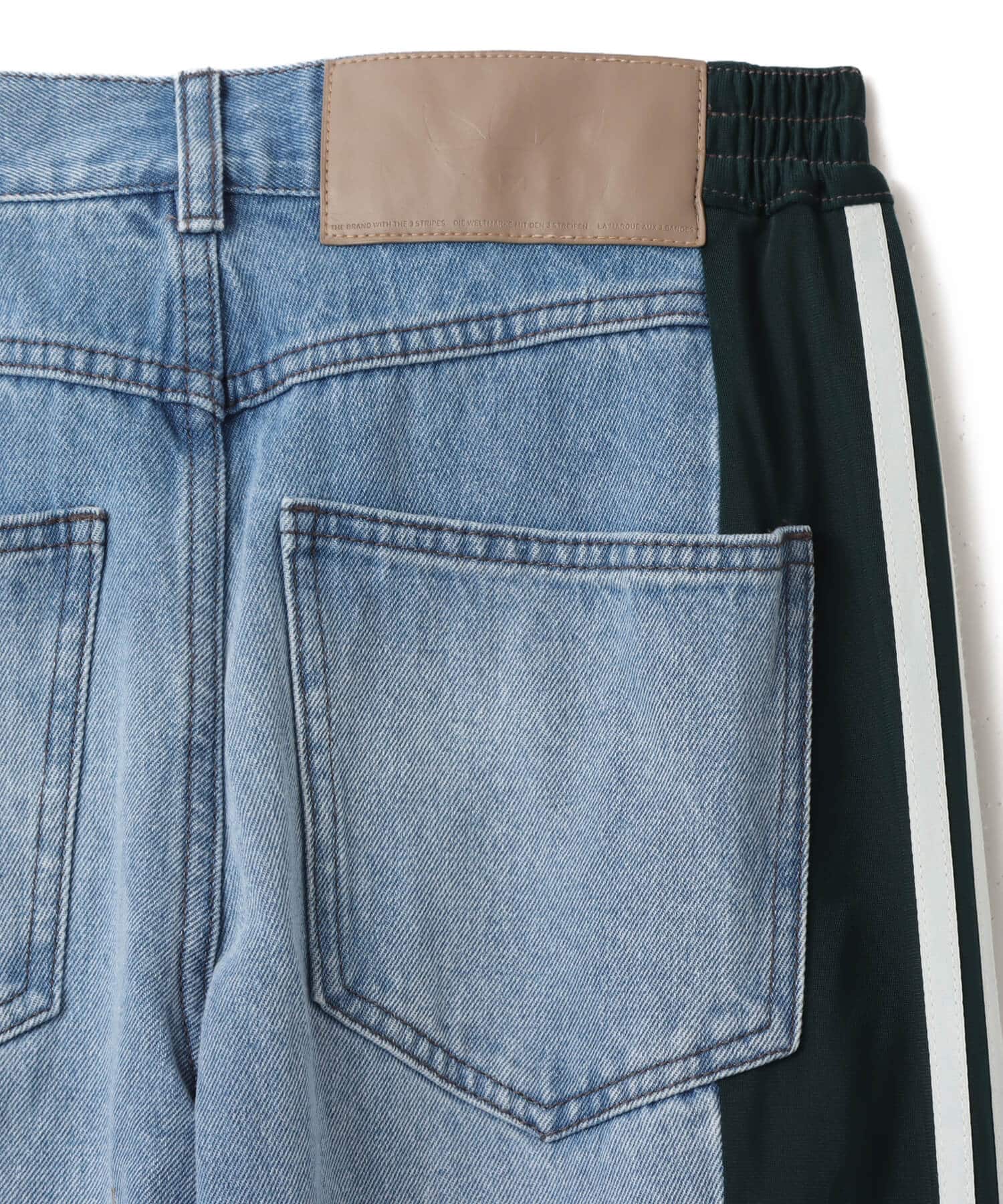adidas ATHLETIC DEPT DENIM FIREBIRD PANTS ライトブルー/オーロラアイビーの画像