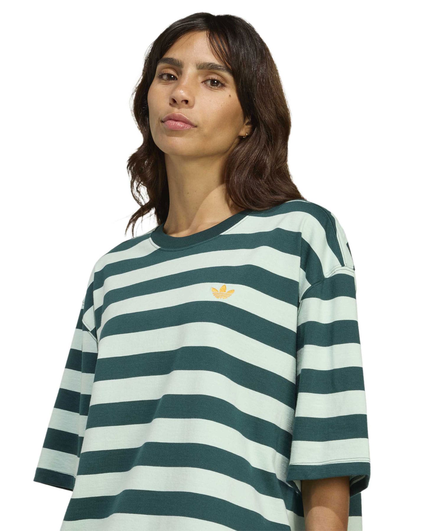 adidas ATHLETIC DEPT STRIPED SHORT SLEEVE TEE オーロラアイビー/グリーンティントの画像