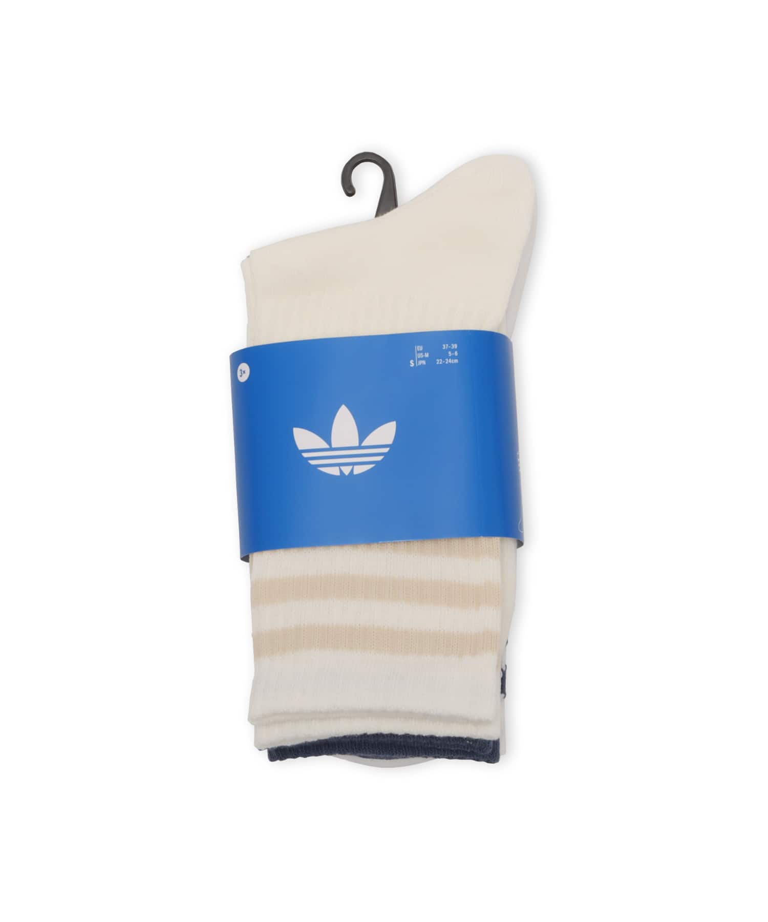 adidas 3-STRIPES CREW SOCKS 3 PAIRS ホワイト/オフホワイト/プリラブドインクの画像