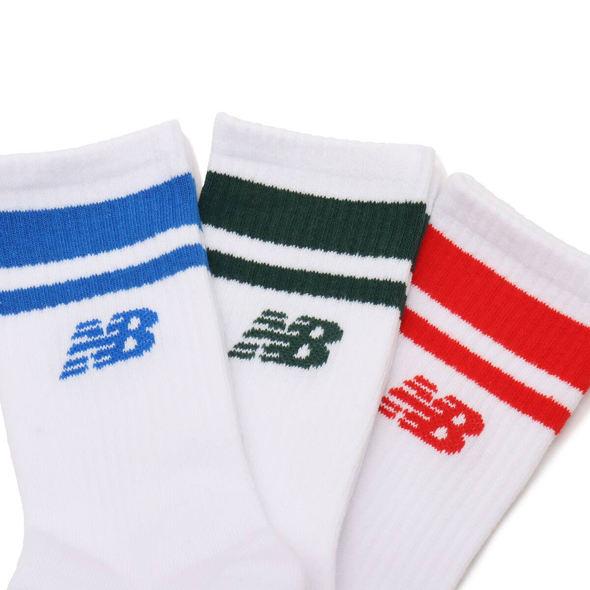 New Balance Stripe Mid Calf Socks 3P ホワイトの画像