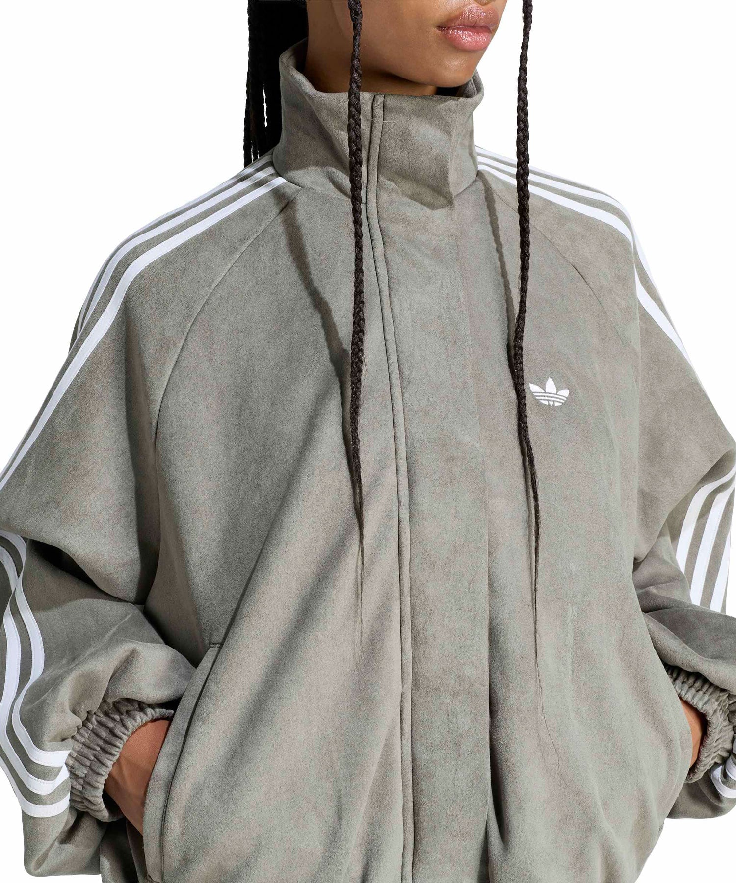 adidas ADILENIUM FAUX SUEDE TRACK TOP オリーブストレータの画像