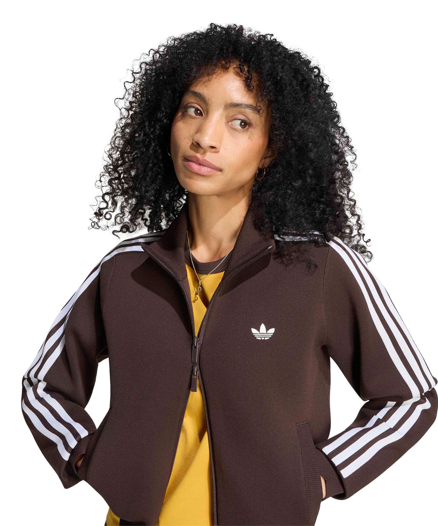 adidas ADILENIUM SLIM KNIT TRACK TOP オーロラコーヒーの画像