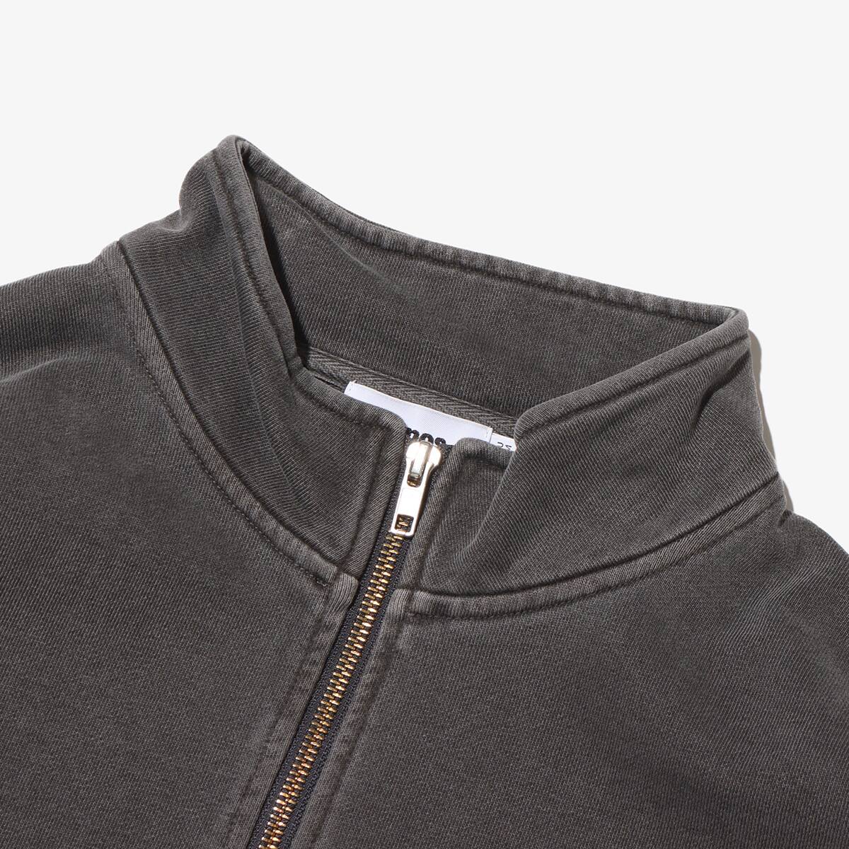 atmos Pigment Dyed Half Zip Sweatshirt BLACKの画像